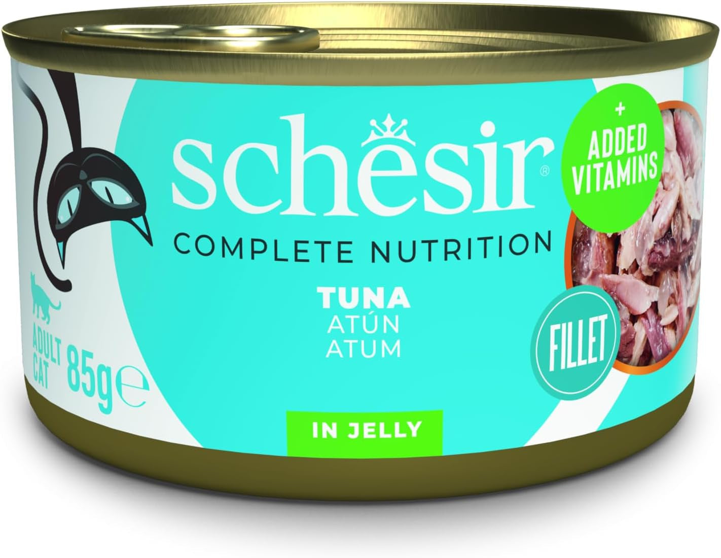 Tonfisk i gelé, våt kattmat, konserverad, 100% naturlig, med tillsatta vitaminer, 12 x 85g
