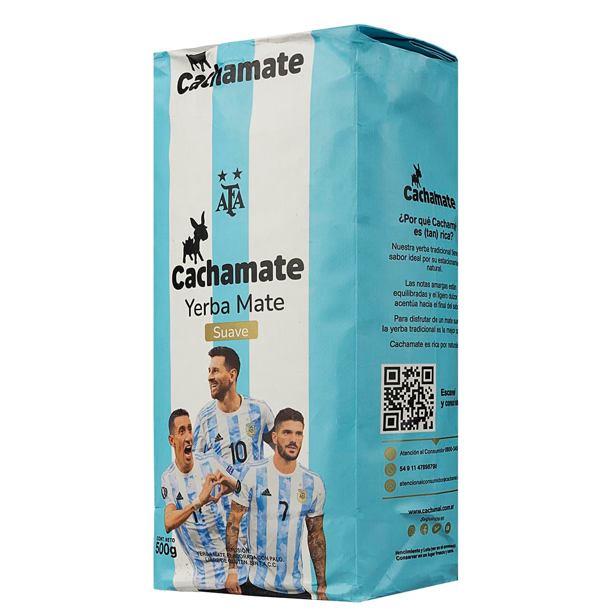 CACHAMATE Mundial Suave 500G | Specialutgåva fotboll | Argentinska Yerba Mate | 12 månaders naturlig mognad | Antioxidant och diuretiska egenskaper