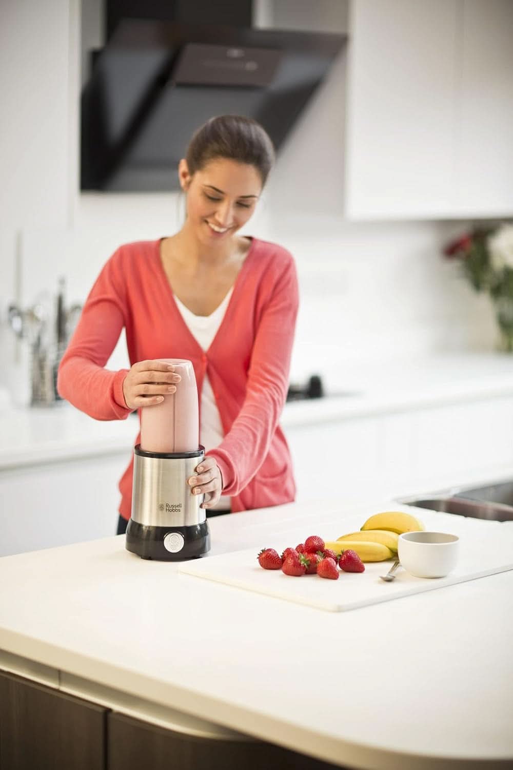 Russell Hobbs Mixer [Multifunktions- Standmixer] Nutriboost (inkl. 5 Bpa-Freie Und Spülmaschinengeeignete Behälter + Deckel, 22 000 U/Min, 0,9 Ps-Motor) Elektrisk, Smoothie-Maker 23180-56 Kitchen Naty Shop