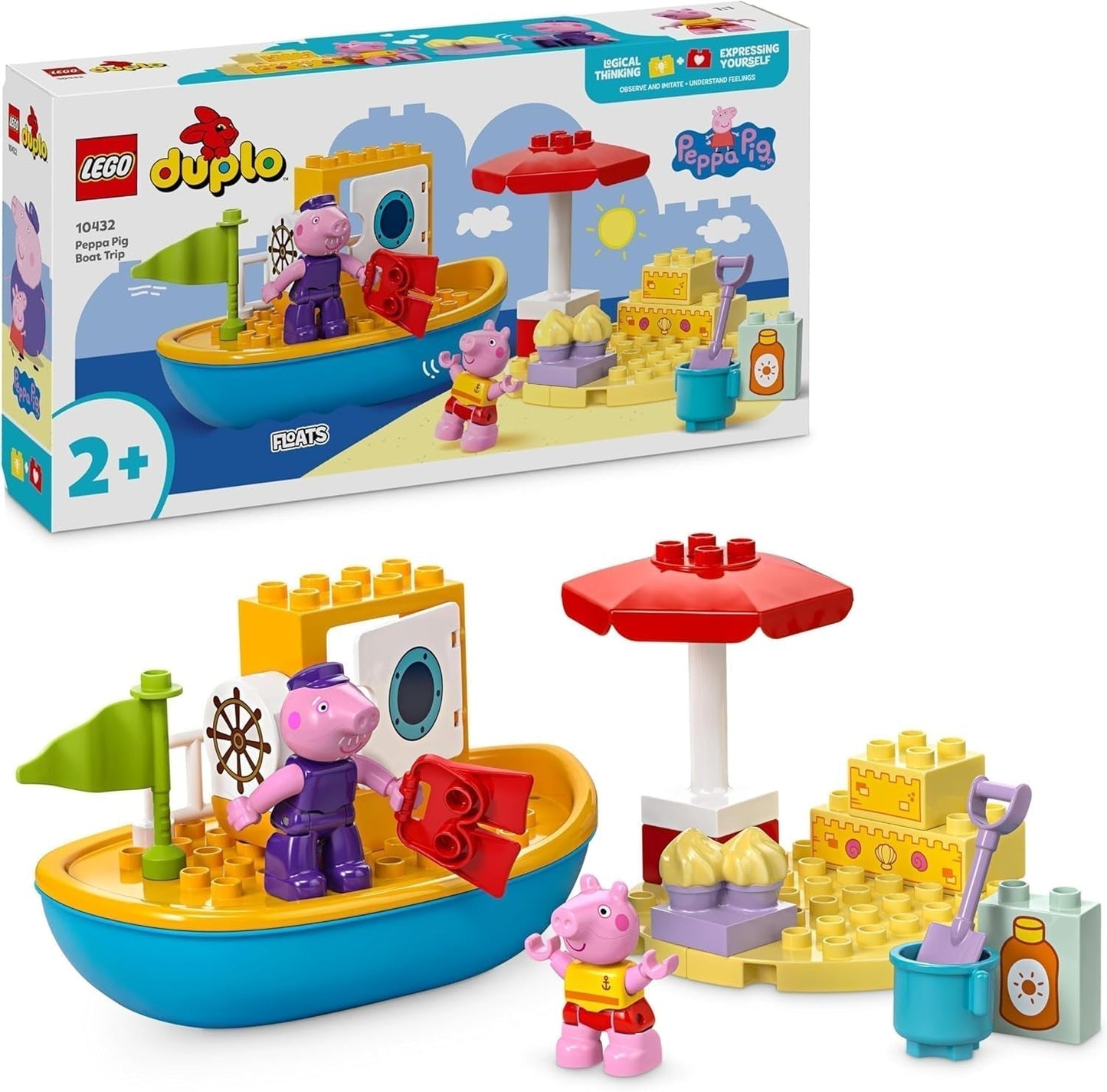 LEGO DUPLO Peppas båttur: Bygg och bygg om leksaksbåtslekset med 2 figurer, kreativ leksak, presentidé för 2-åringar, pojkar och flickor 10432 Byggset Besuche den LEGO-Store Standardtitel
