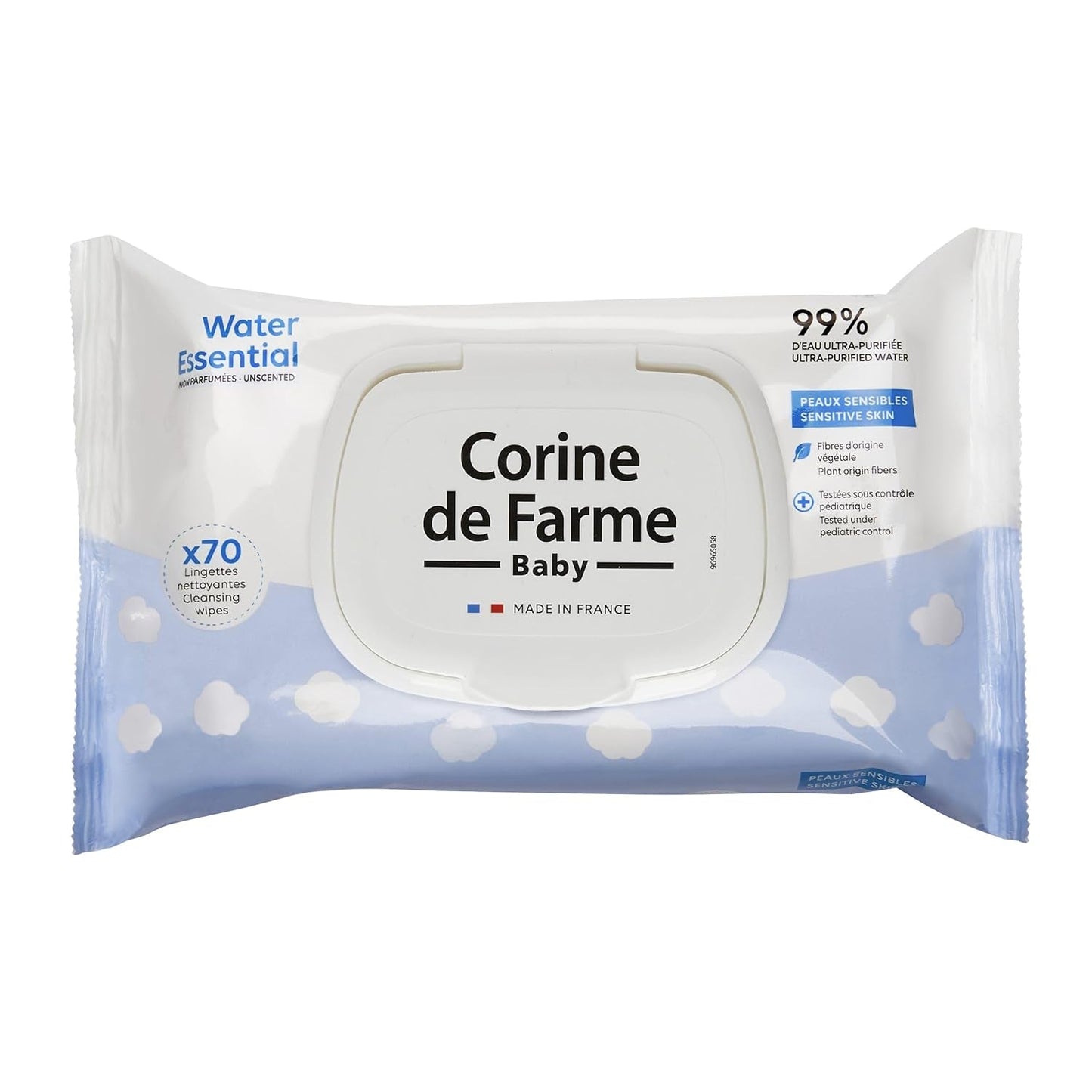 - Change Water Essential babyservetter x70 - Växtfibertoalettprodukt - 99 % ultrarenat vatten - Hygien från födseln - Återförslutningsbart lock