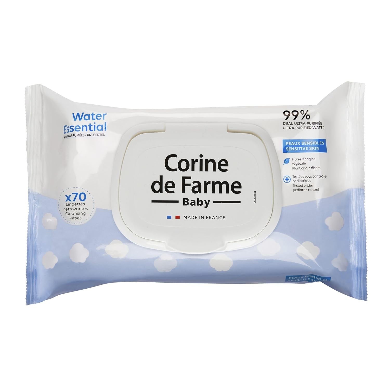 - Change Water Essential babyservetter x70 - Växtfibertoalettprodukt - 99 % ultrarenat vatten - Hygien från födseln - Återförslutningsbart lock