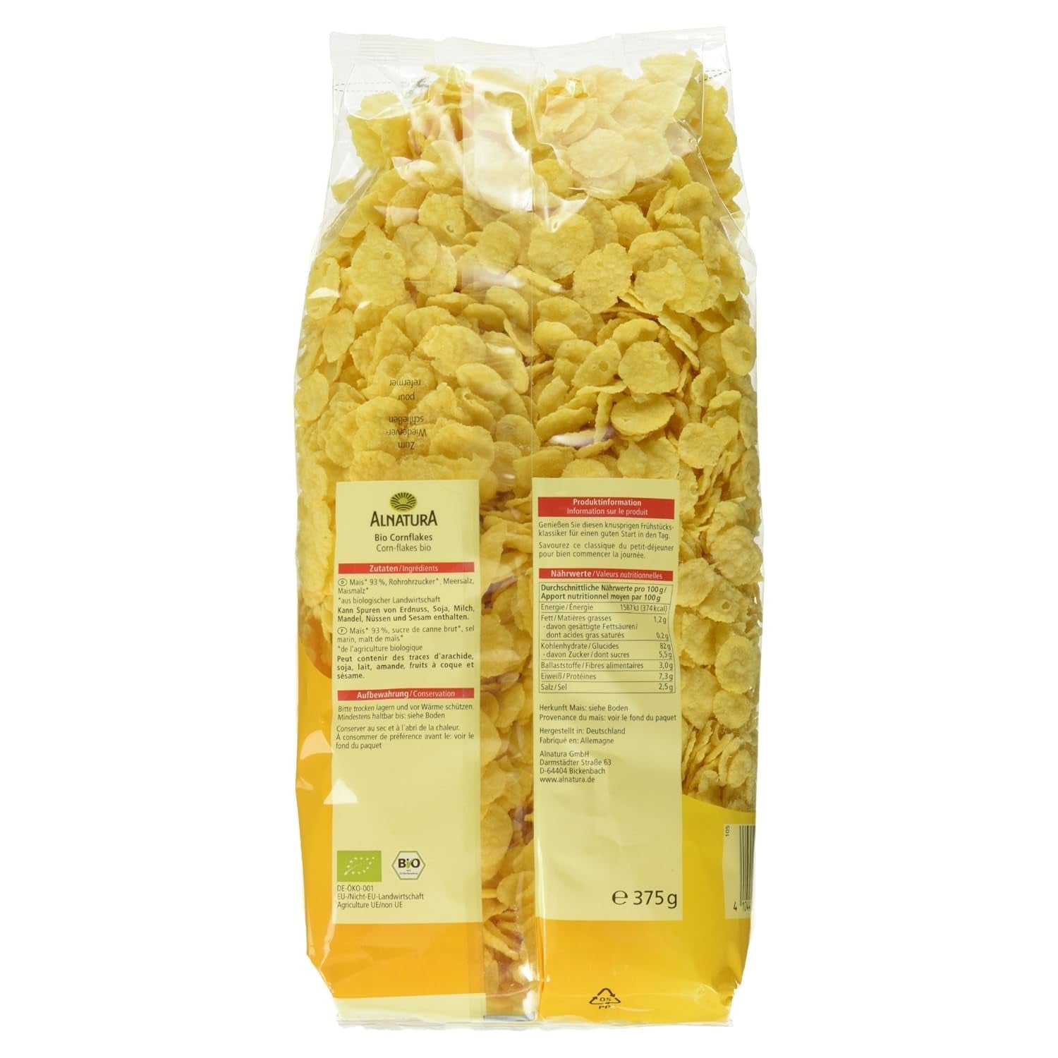 Bio Cornflakes, glutenfri, 375G spannmål Naty Shop