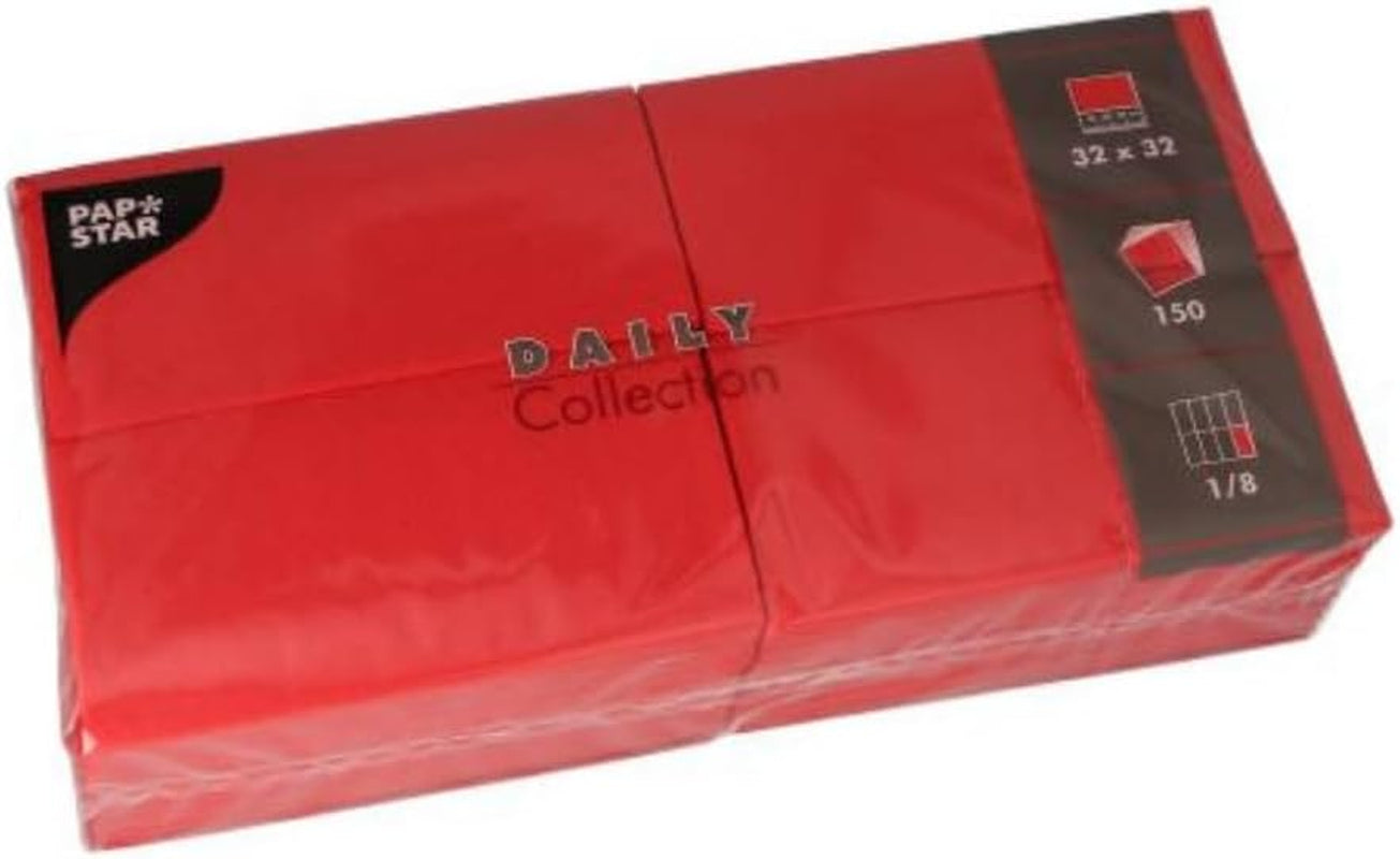 PAPSTAR 150 servetter "Daily Collection" 1/8-faldig 32 Cm X 32 Cm Röd