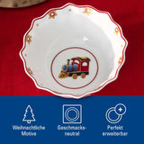 Villeroy & Boch - Toy's Delight frukostset för 2, lokdesign, 6 delar, färgglatt, jul, servisset med tallrikar, koppar och skålar till frukost, julservis, premiumporslin