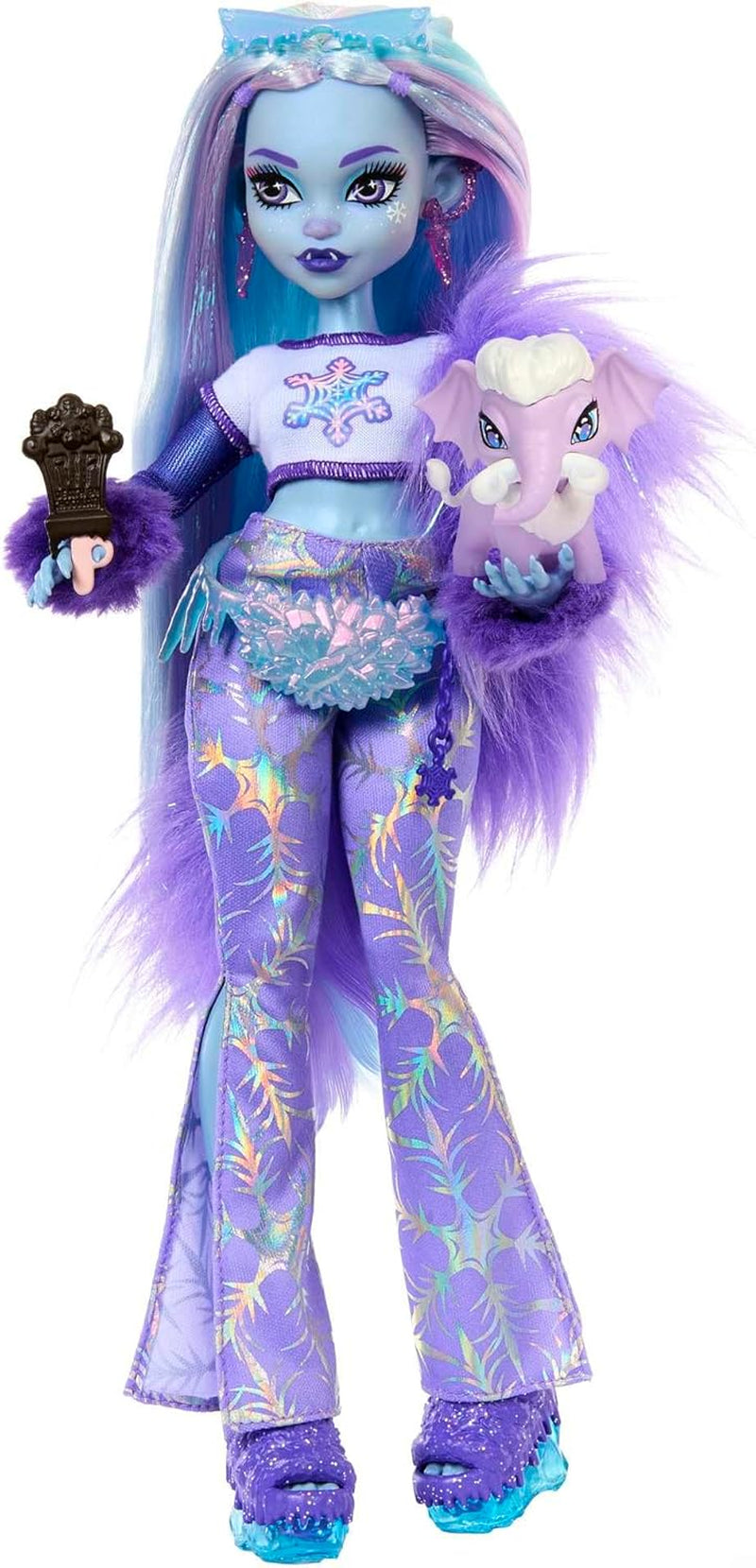 Monster High Abbey Bominable Yeti med Mammoth Pet och tillbehör - Spökliknande Snowflake Look för barn 4+, HNF64 Dolls Naty Shop Single