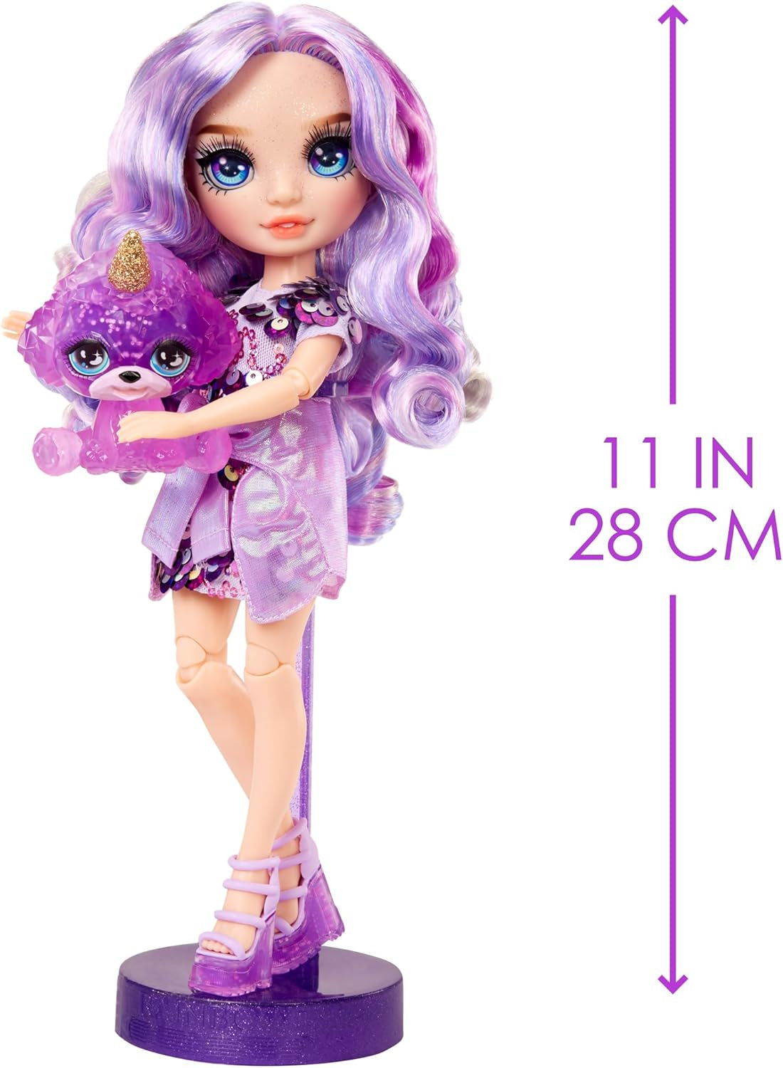 Rainbow High Fashion Docka med Slime och Pet - Lila - 28 cm Glitter Doll med Glitter Slime, Magic Pet och modeaccessoarer - Leksak för barn - Perfekt för 4-12 år