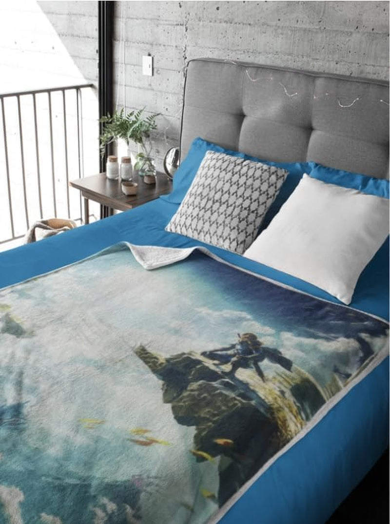 Zelda Sherpa filt - Sky Totk - 100 X 150 Cm - Officiell licensierad produkt, grön, dubbla HÃ”MADICT sängar och filtar