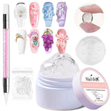 NAILGIL Solid Gel Nagellack, Solid Gel Nagellim, 3D Nail Art Skulptur med verktygsuppsättning, DIY Hemmasalong, Transparent 15G