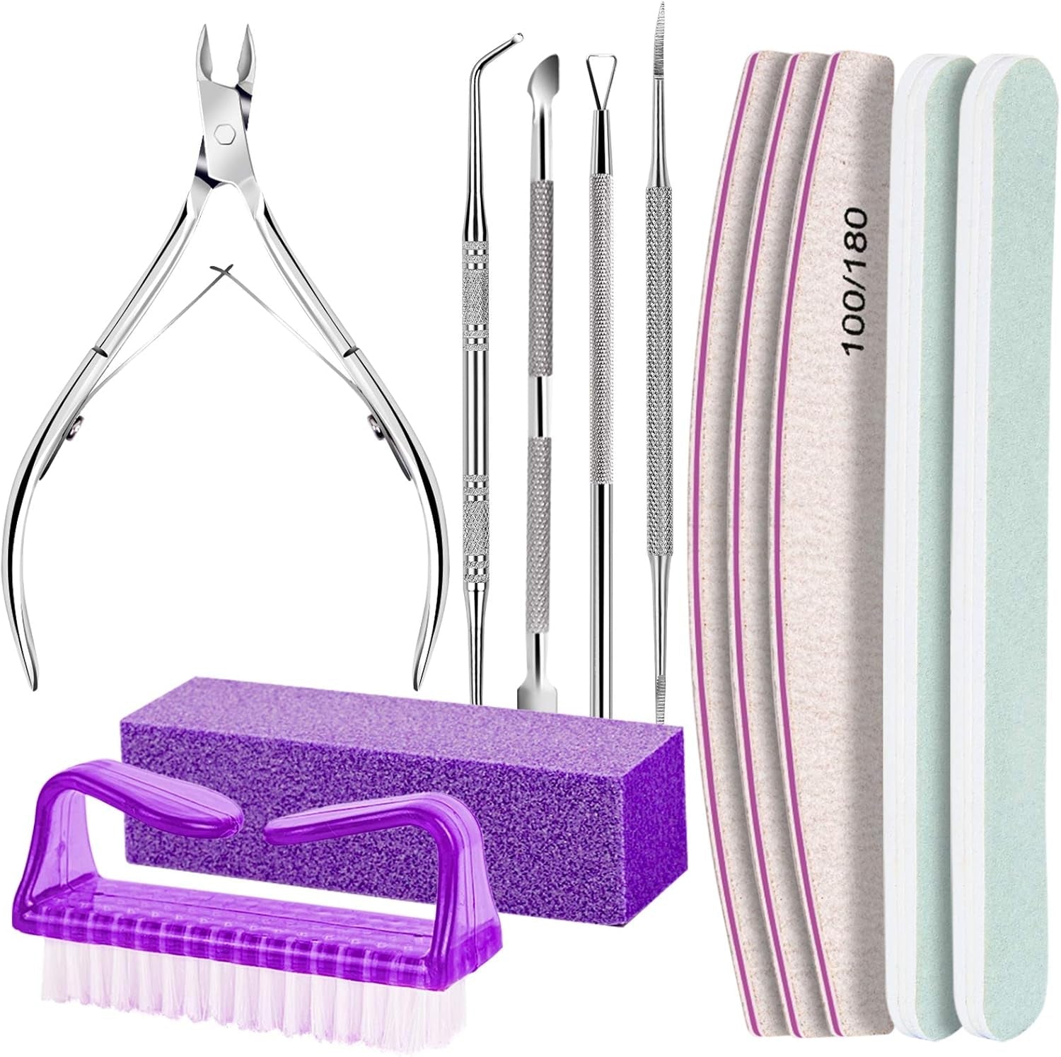 FANDAMEI Manikyr Set, Buffer Für Nägel, Nagelfeile 100/180, Nagelfeilen Für Gelnägel, Nagelhautschieber, Buffer Für Gelnägel, Feilen Für Gelnägel, Nagelzange, Nagelfeilen Set, Maniküre & Pedikyr Set