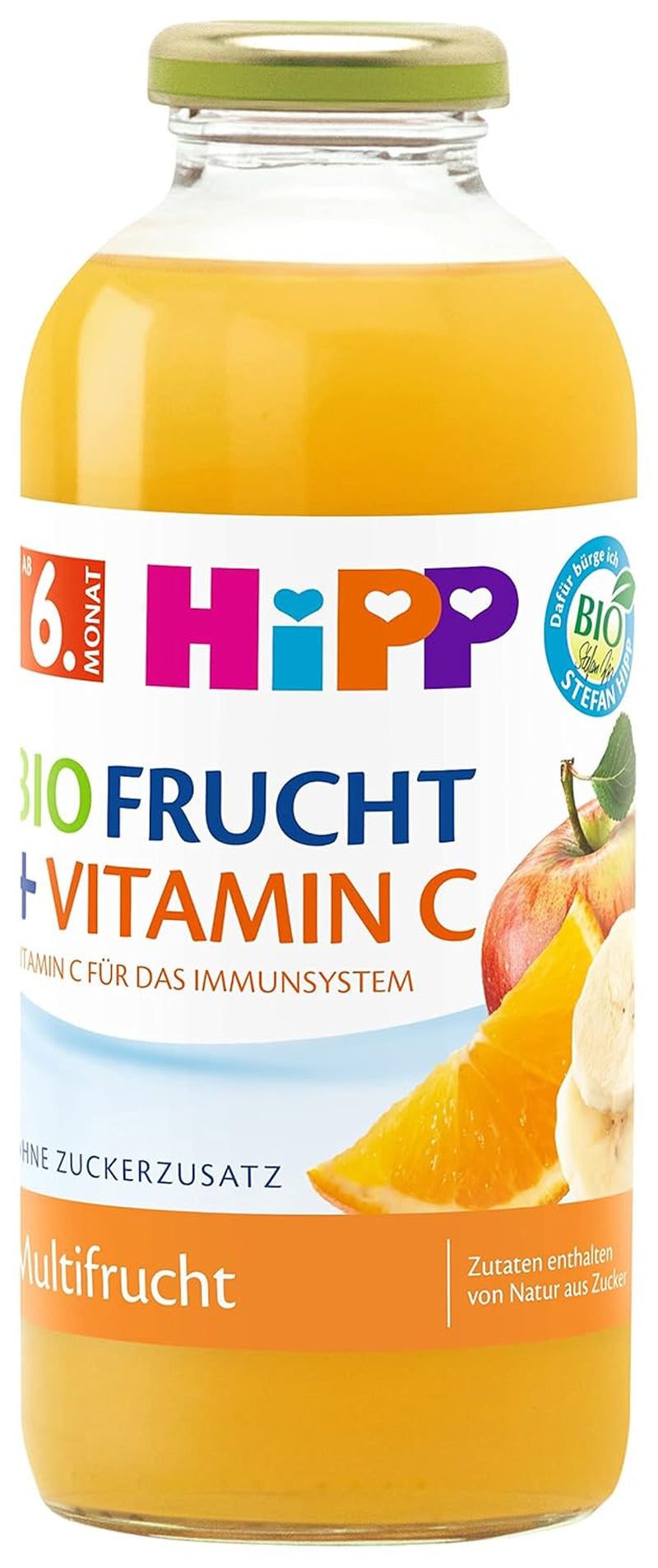 HiPP Multifrukt med C-vitamin, dryck för bebisar från 6 månader (6 x 0,5l), utan tillsatt socker, lätt och låg syra, bästa ekologiska kvalitet