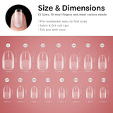 Modelones Nail Tips 510 Pieces - Heltäckande Nail Tips Set, Gel Tips Set, Pre-Polish PMMA Resin Nail Tips, Konstgjorda naglar för lim på Nail Art DIY, Short Squoval