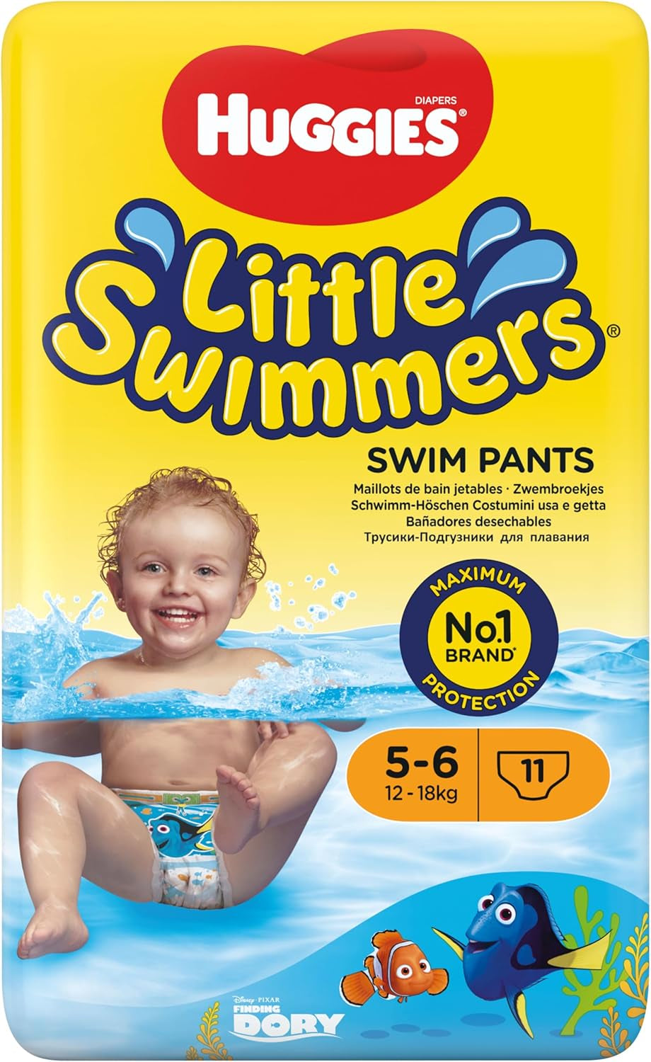 Huggies Little Swimmers engångsbadblöjor för spädbarn och småbarn, storlek 5-6 (12-18 kg), 11 simblöjor, unisex