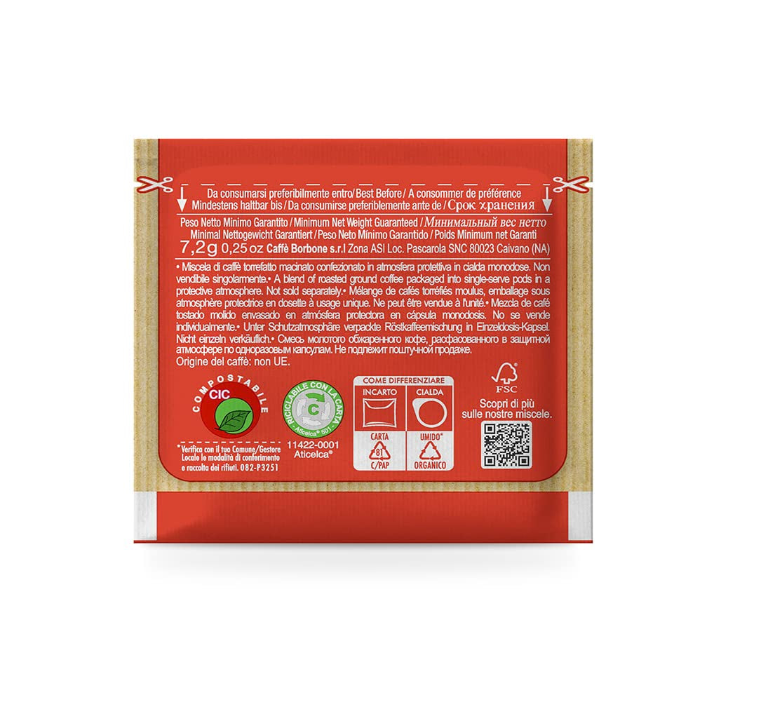 Caffè Borbone komposterbara Kaffeepads, Rote Kaffeemischung - 150 Pads - Kompatibel med ESE System Papier Pads 44 mm