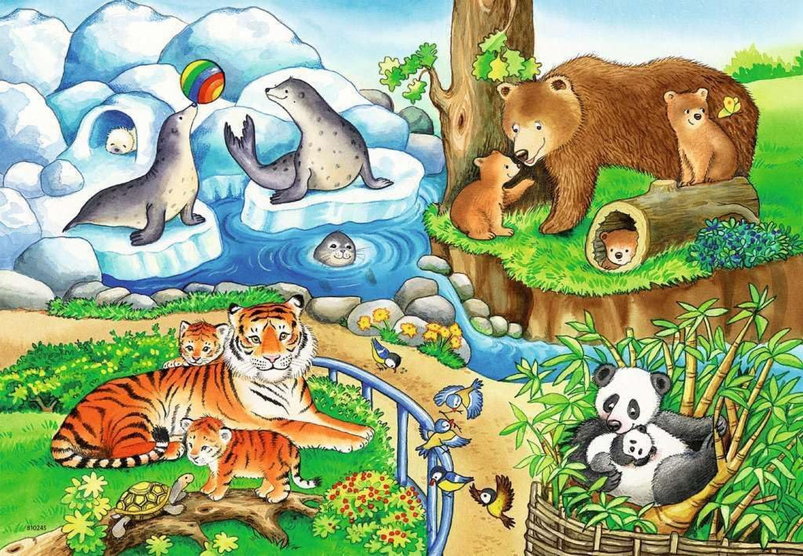 Ravensburger Pussel för barn - 07602 Animals at the Zoo - Pussel för barn från 3 år, med 2X12 bitar Puzzle Naty Shop