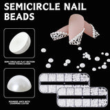 12 Größen Nail Art Perlen, Flache Perlen, Nail Art Accessoires, Halbkreis Nagelperlen, Weiße Nail Charms Und Glitzersteine ​​Nägel Für Nail Art Design, DIY Basteln, Alltag, Hochzeit (2 lådor)