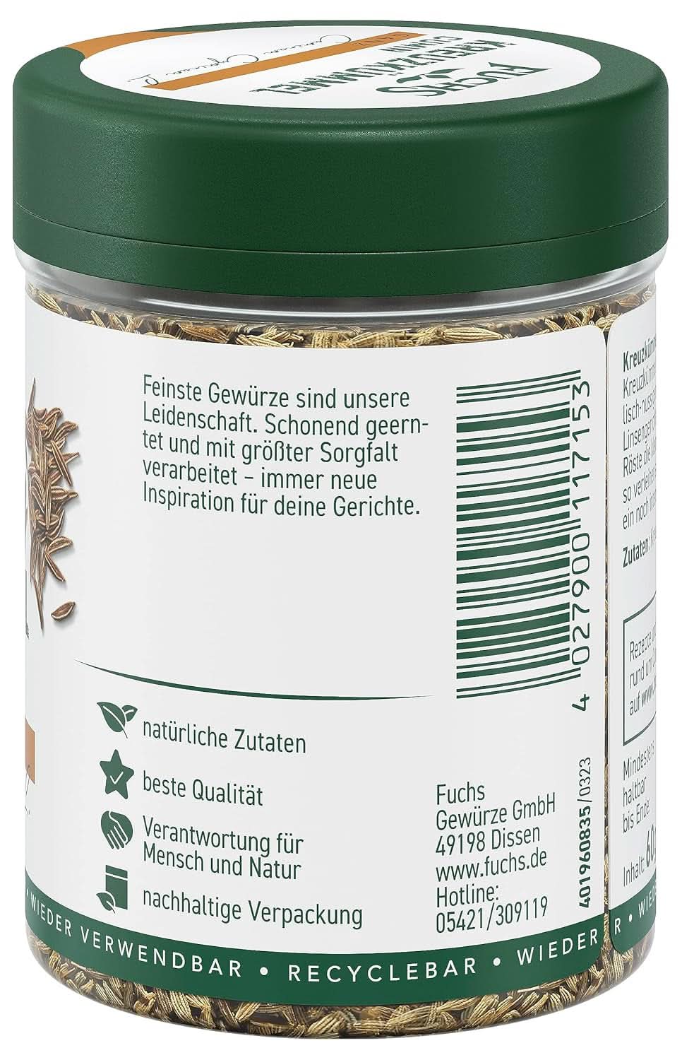 Fuchs - Hel spiskummin, 60 gram Condiments Naty Shop