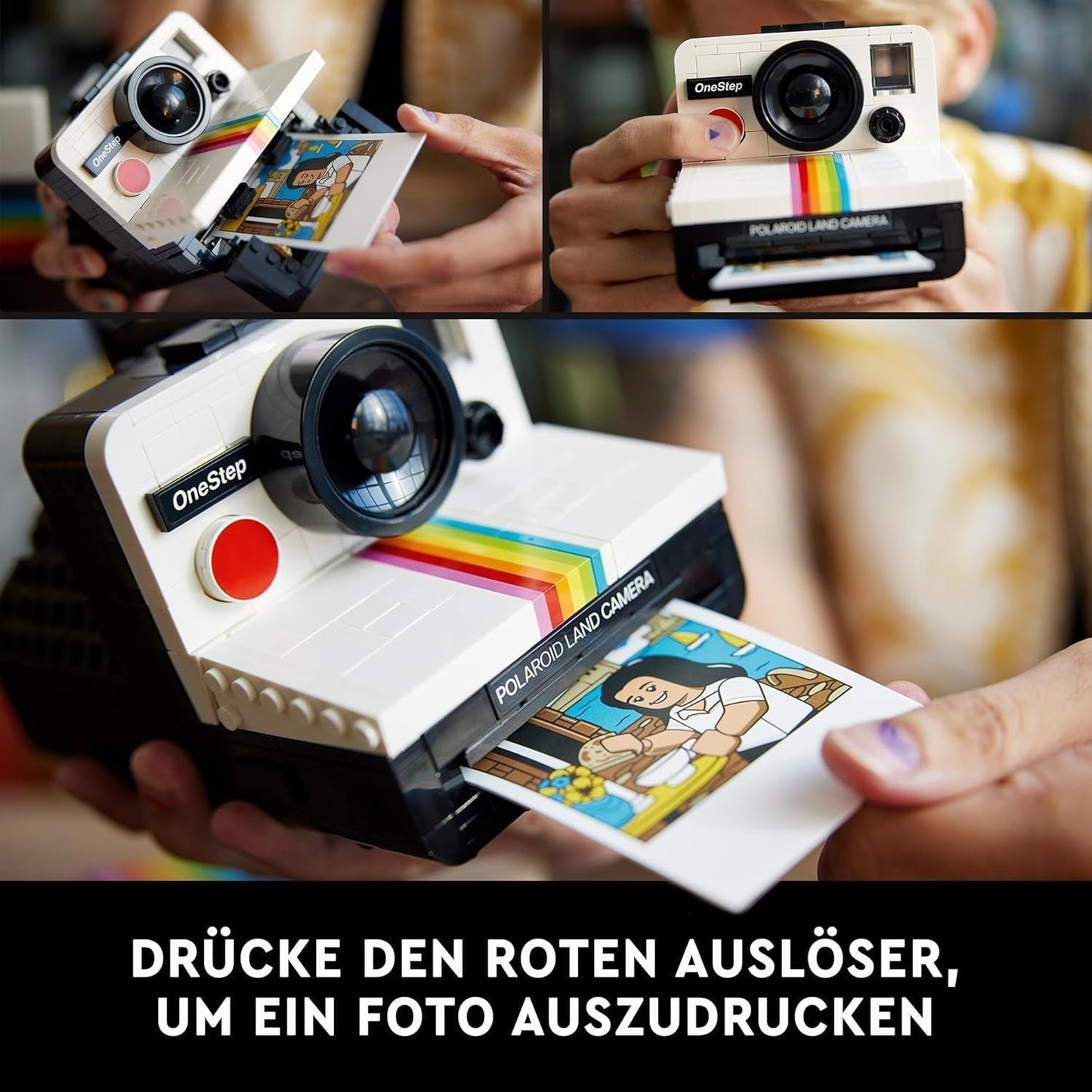 LEGO Ideas Polaroid Onestep SX-70 kameraset för vuxna, samlarobjekt med autentiska detaljer, Kreativ aktivitet, Fotopresenter för kvinnor, män, honom, henne och tonåringar 21345 Byggset Besuche den LEGO-Store