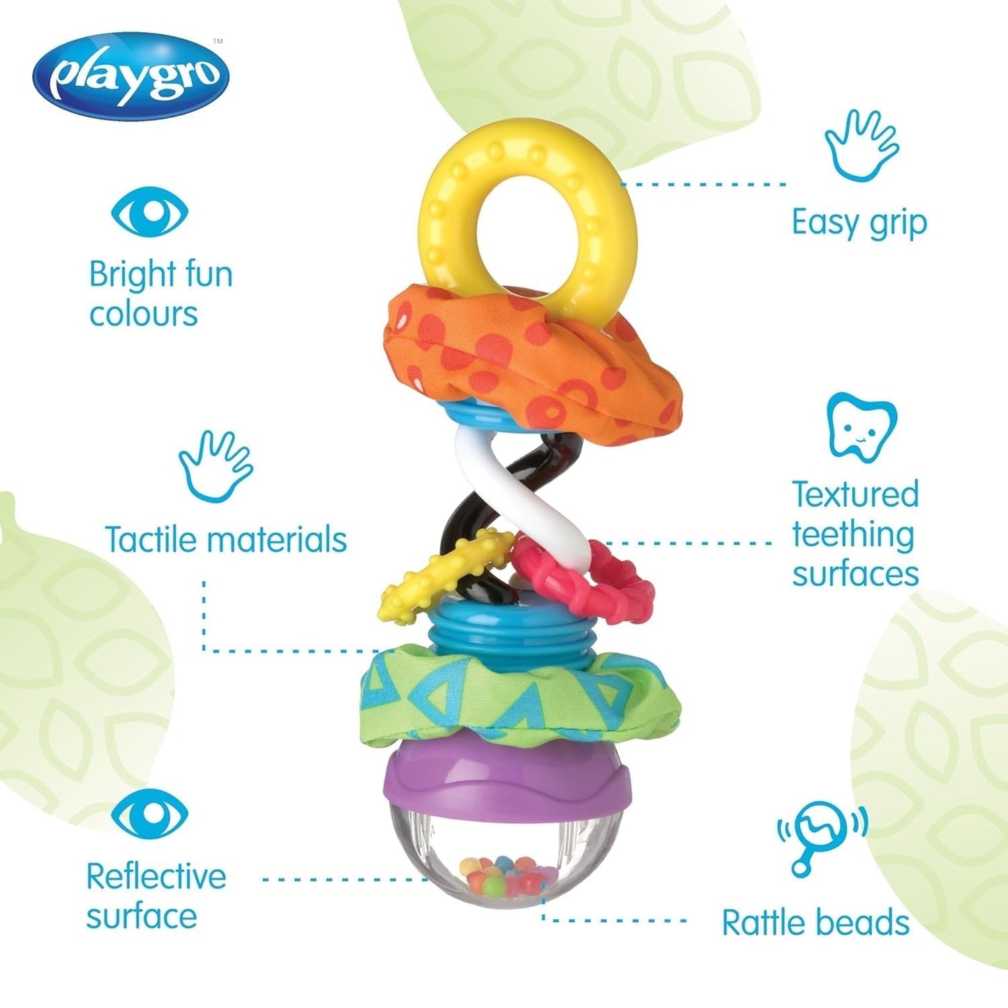 Playgro Rattle Super Shaker - rattle ball för bebisar - rattle ball - rattle ball för barn - rattle ball - motorik - babyleksak - motorik för bebisar - färgglada Leksaker Bebe Naty Shop