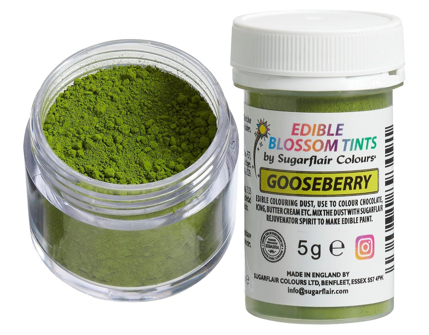 Sugarflair Blossom Tint Dust Krusbärsfärgningspulver - matfärgningspulver för tårtdekorering, sockerpasta, fondant, glasyr, choklad, smörkräm, macarons och mer - 5G
