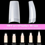 500st franska konstgjorda nagelspetsar Akryl Nagelspetsar Set Nagelförlängningar Nagelspetsar Falska nageltillbehör med 4st Nageldesign lim Gel Nails Natural