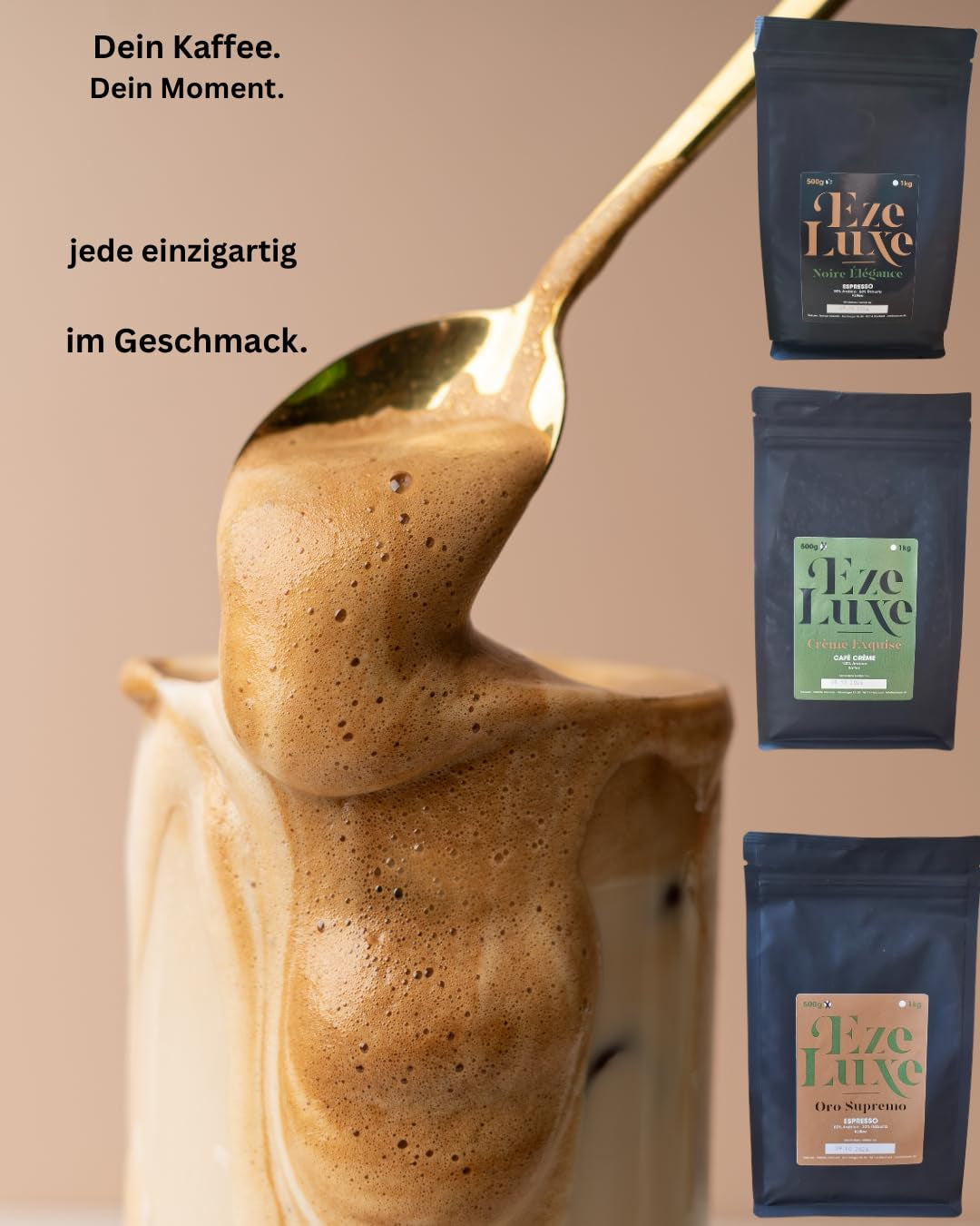 Kaffe Espresso Noire Elegance 500g – 50% Arabica och 50% Robusta från Brasilien och Indien – mellanrostad, stark och krämig med mörk choklad – intensitet 8 – inkl. gratis espressomaskin
