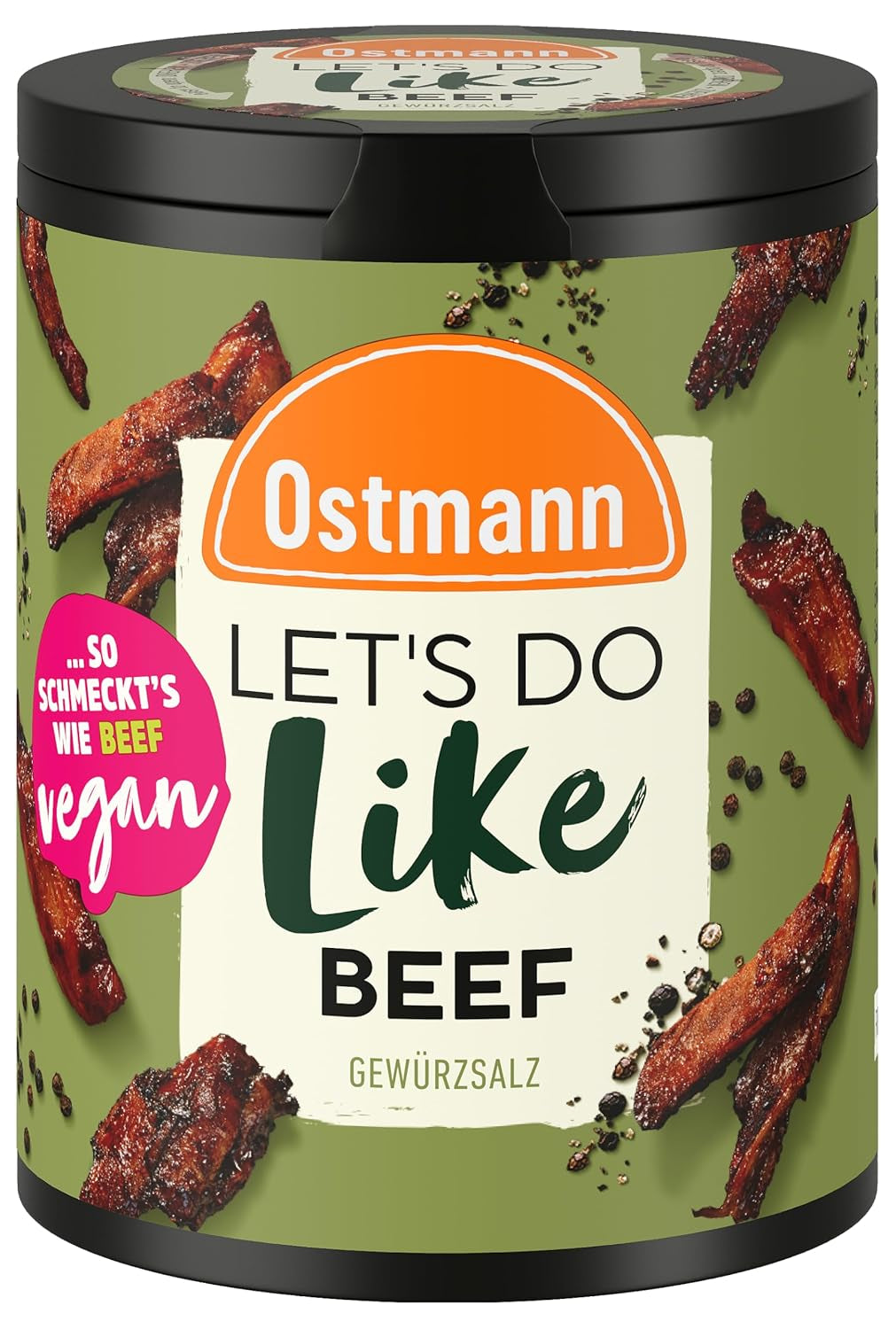 Ostmann Gewürze - Låt oss göra som nötkött | Rindfleisch-Geschmack für ungewürzte Fleischersatzprodukte | Gewürzsalz für Seitan, Tofu och vegetarian and vegane Gerichte | 90 g i Metalldose återvinningsbar