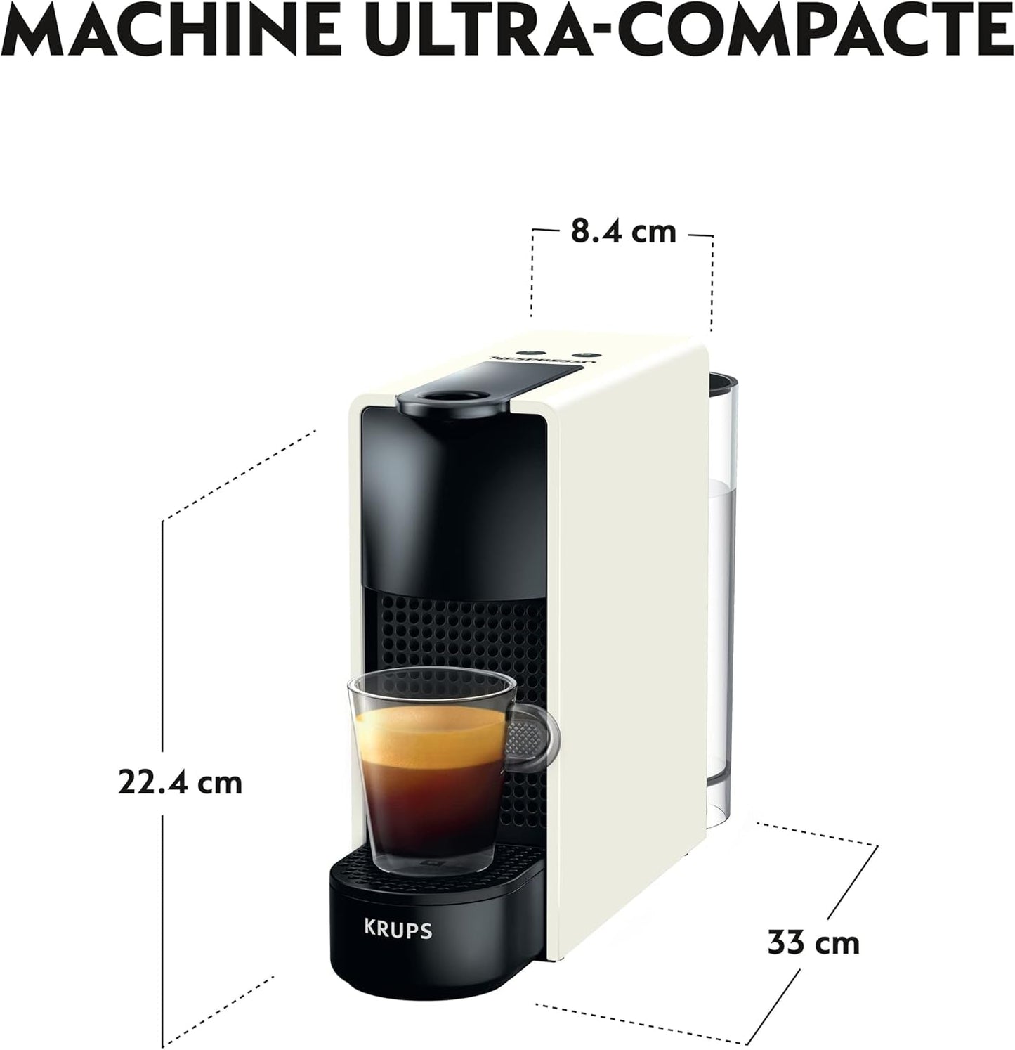 Krups Nespresso Essenza Mini Pure White Espressomaskin Kaffekapsel Espresso Style Compact Espresso Barista YY2912FD