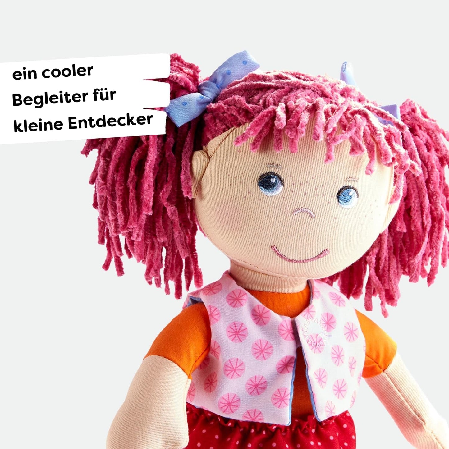 HABA Lilli-Lou docka - Mjuk tygdocka från 18 månader - 30 cm med kläder och hår - Perfekt lekkamrat för små barn - 1302842001