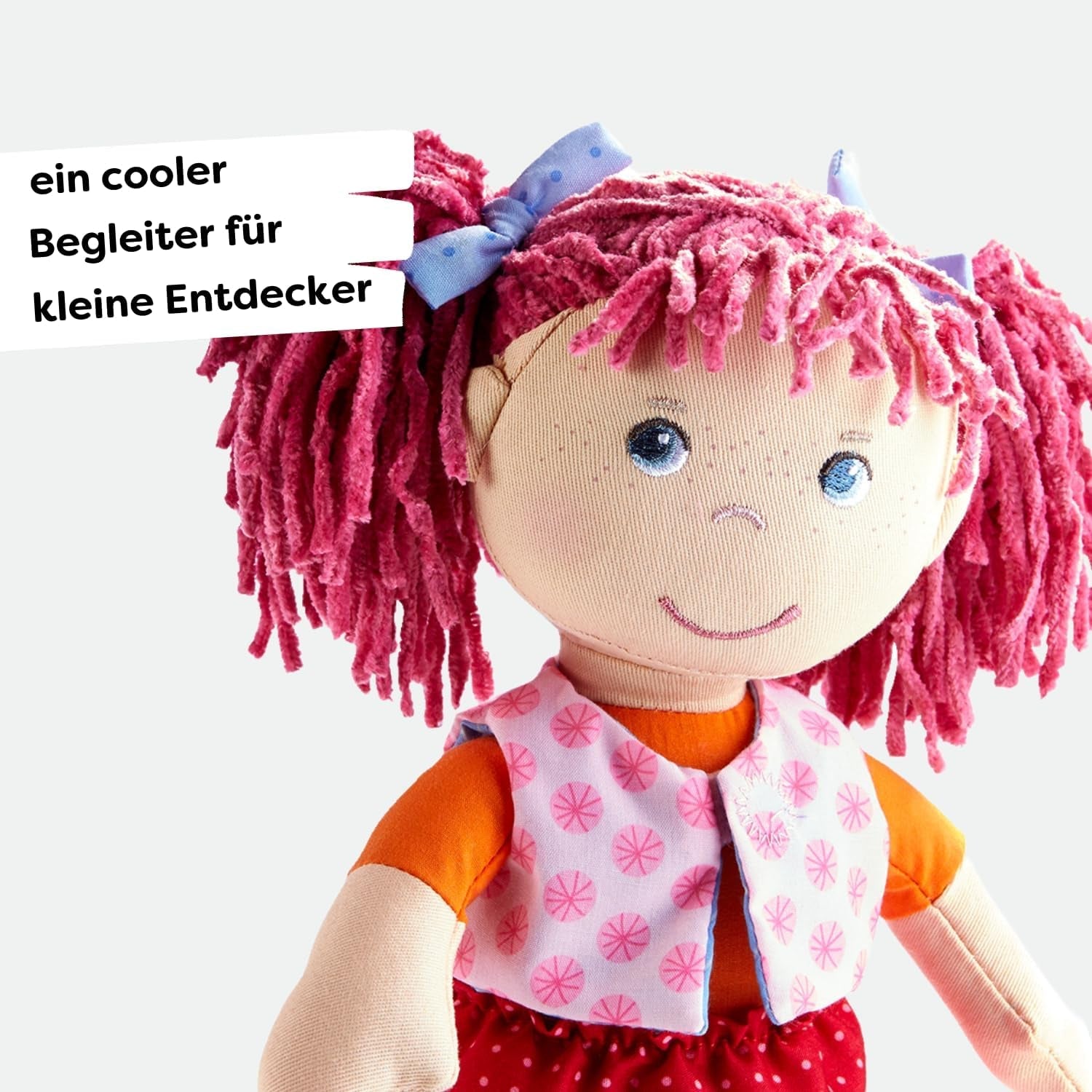 HABA Lilli-Lou docka - Mjuk tygdocka från 18 månader - 30 cm med kläder och hår - Perfekt lekkamrat för små barn - 1302842001