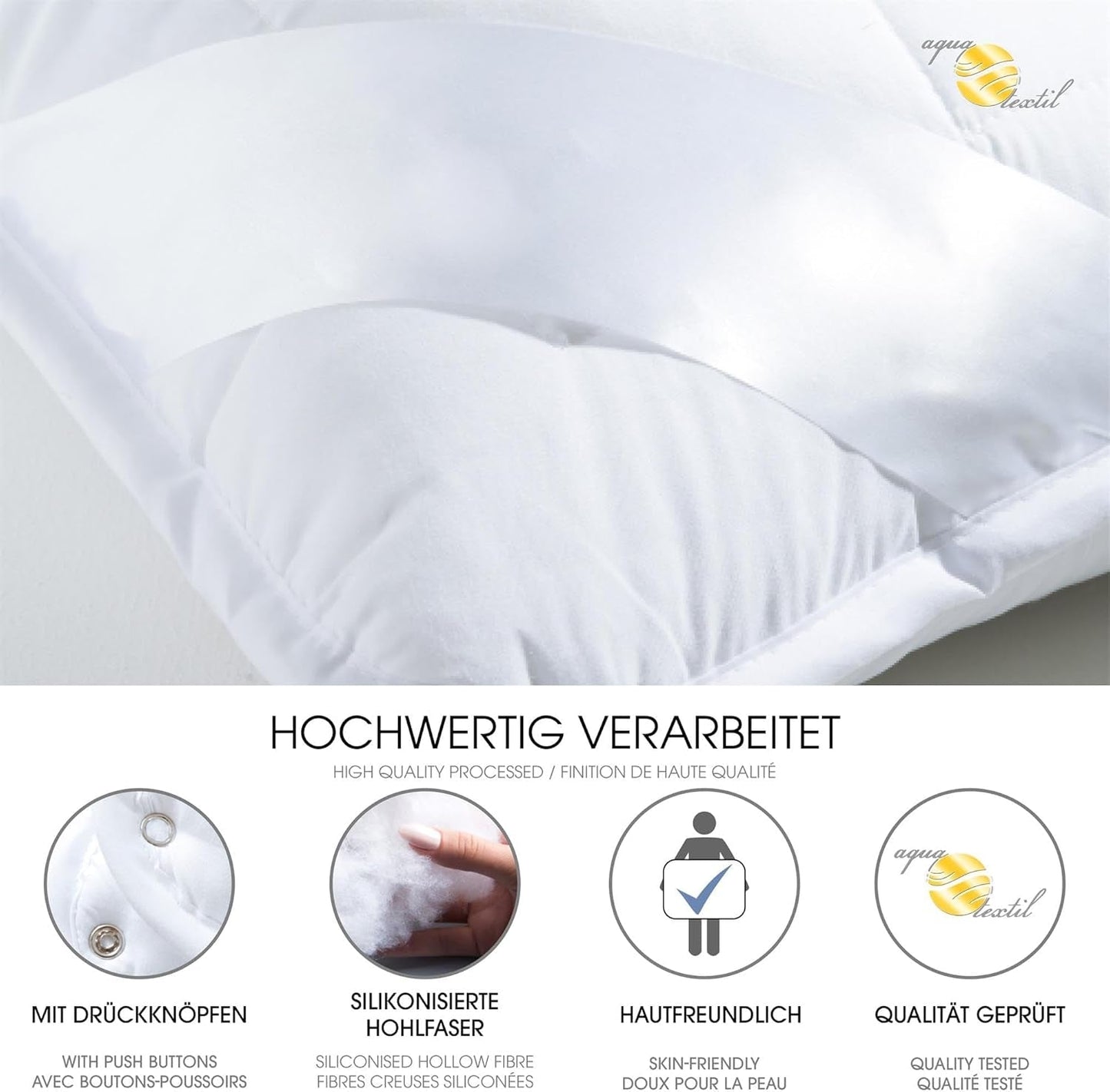 Aqua-Textil 4-säsong täcke 135X200Cm Filtar sammanknutna Vinter 800G Sommar 600G Klimatkontroll Oeko-Tex Täcken och täcken Naty Shop