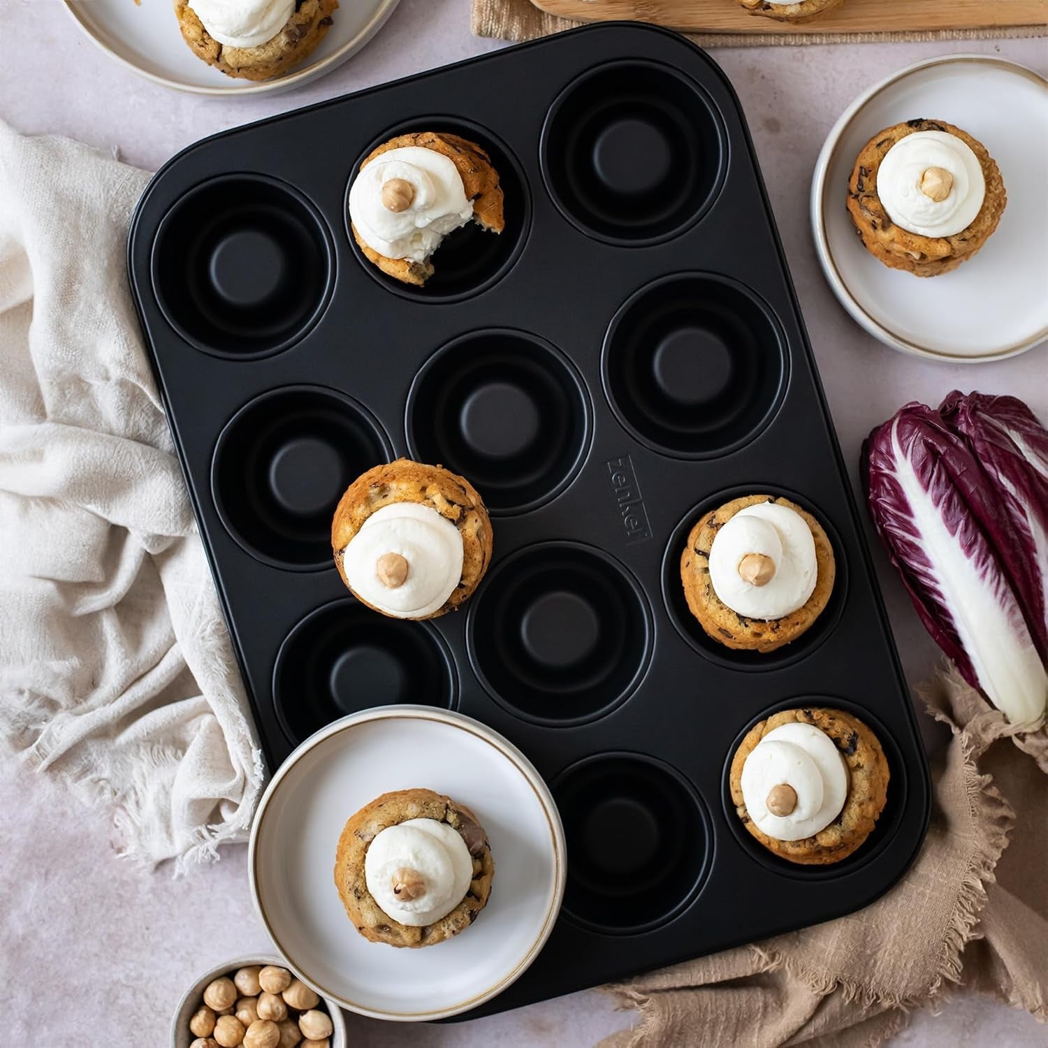 Zenker Cup-Cake-Backblech 12Er Set – Premium Antihaftbeschichtung, Für Perfekte Cupcakes, 385X265X30Mm, Hitzebeständig Bis 230°C Formar och plåtar för bakning Naty Shop