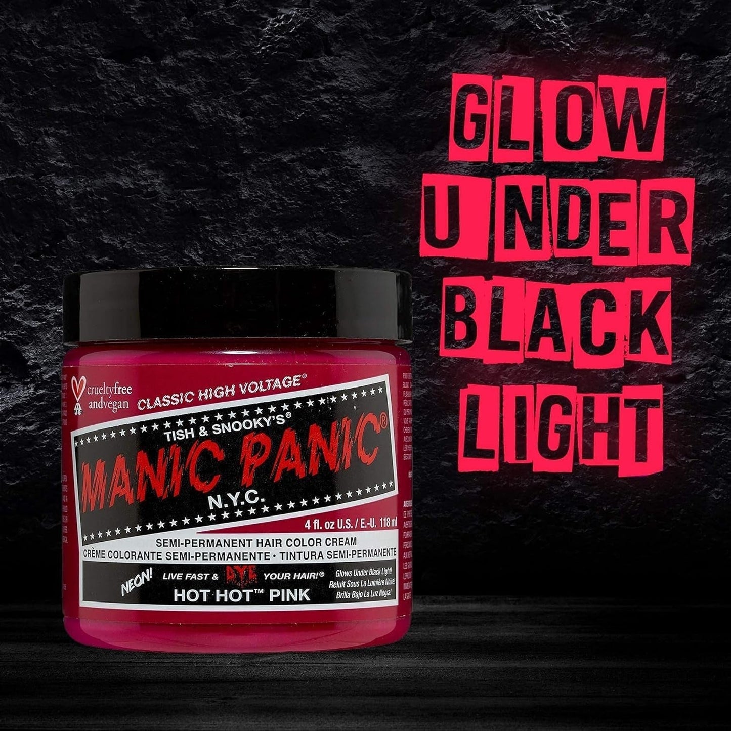 Manic Panic Hot Hot Pink Classic Cream Vegano Cruelty Free Semi Permanent Hårfärgning 118ml Naty Shop Hårfärgning