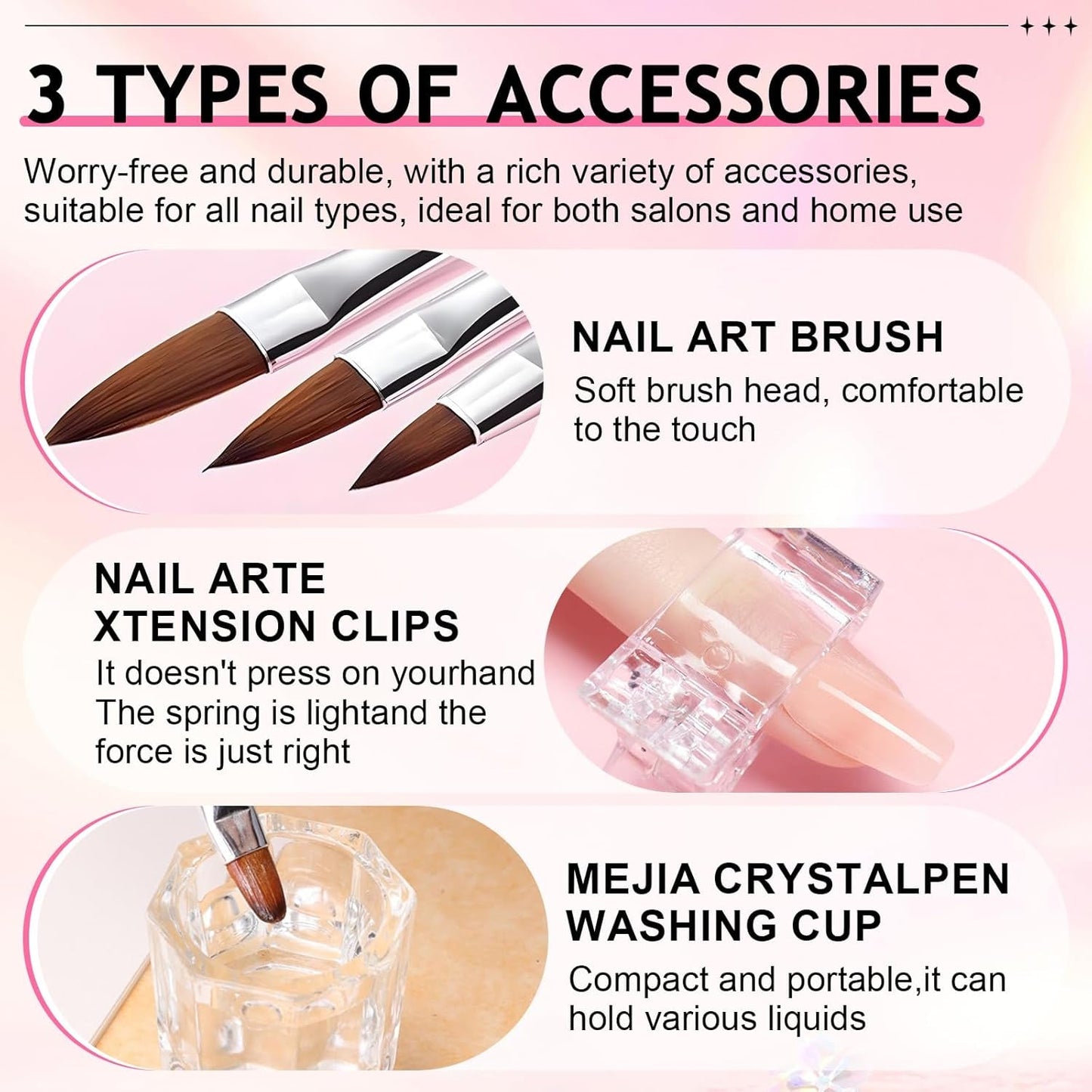 Polygel Nail Solution, Poly Gel Slip Solution Nail Kit, Polygel Liquid Nail Solutions 75 ml, 5 nagelklämmor, 3 nagelborstar, 1 kristallkopp, 100 rengöringsark