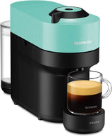 Espressomaskin med Nespresso Krups Vertuo Pop-kapslar, kapacitet: 560 ml, automatisk kapseligenkänning, one-touch-system, 4 koppstorlekar, förkortad uppvärmningstid, hållbar, Aqua Mint, XN9204