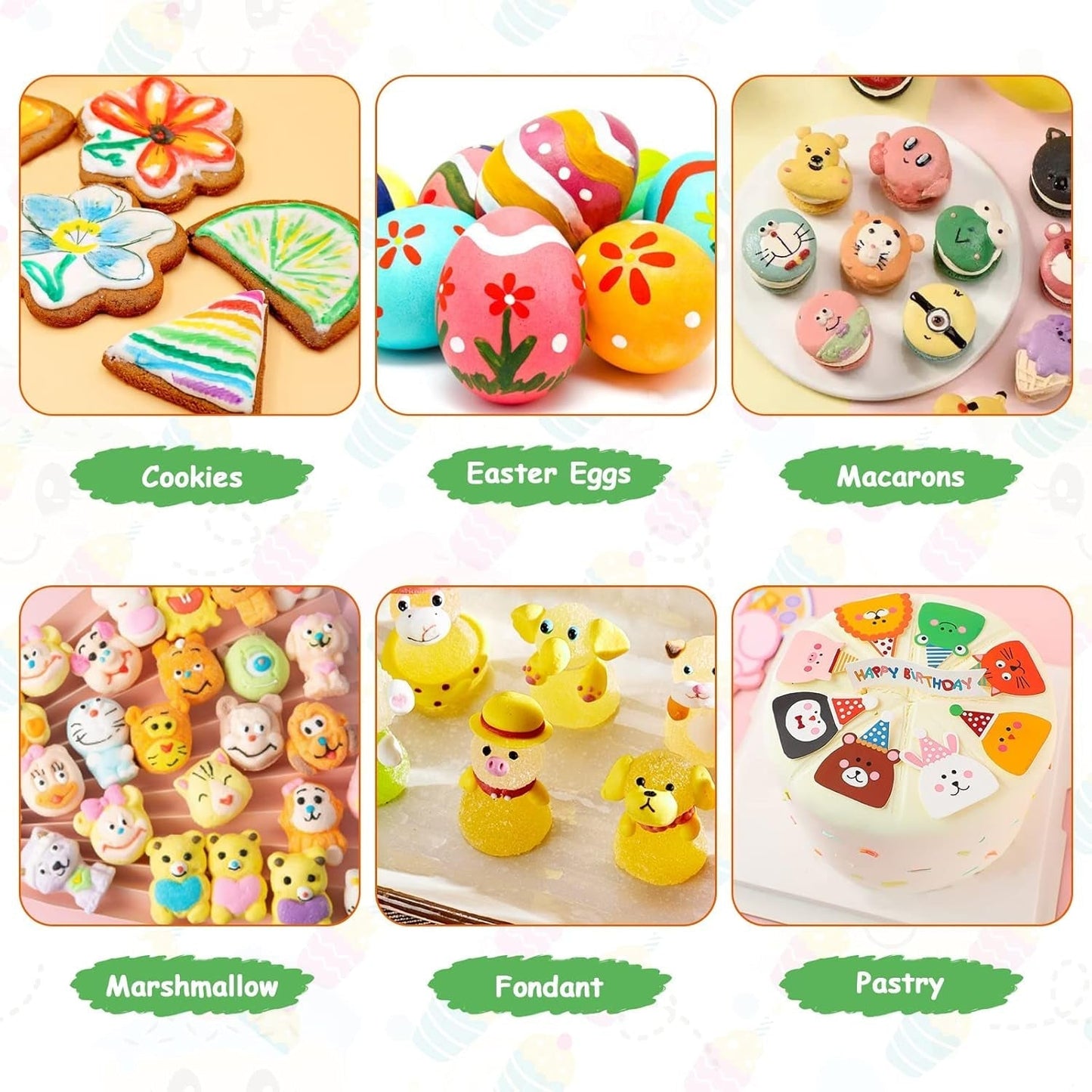 12 st matfärgspennor, matfärgspennor för bakning, matpennor med fina och tjocka spetsar, ätbar penna för kakor, fondant, kakor, påskägg, macarons