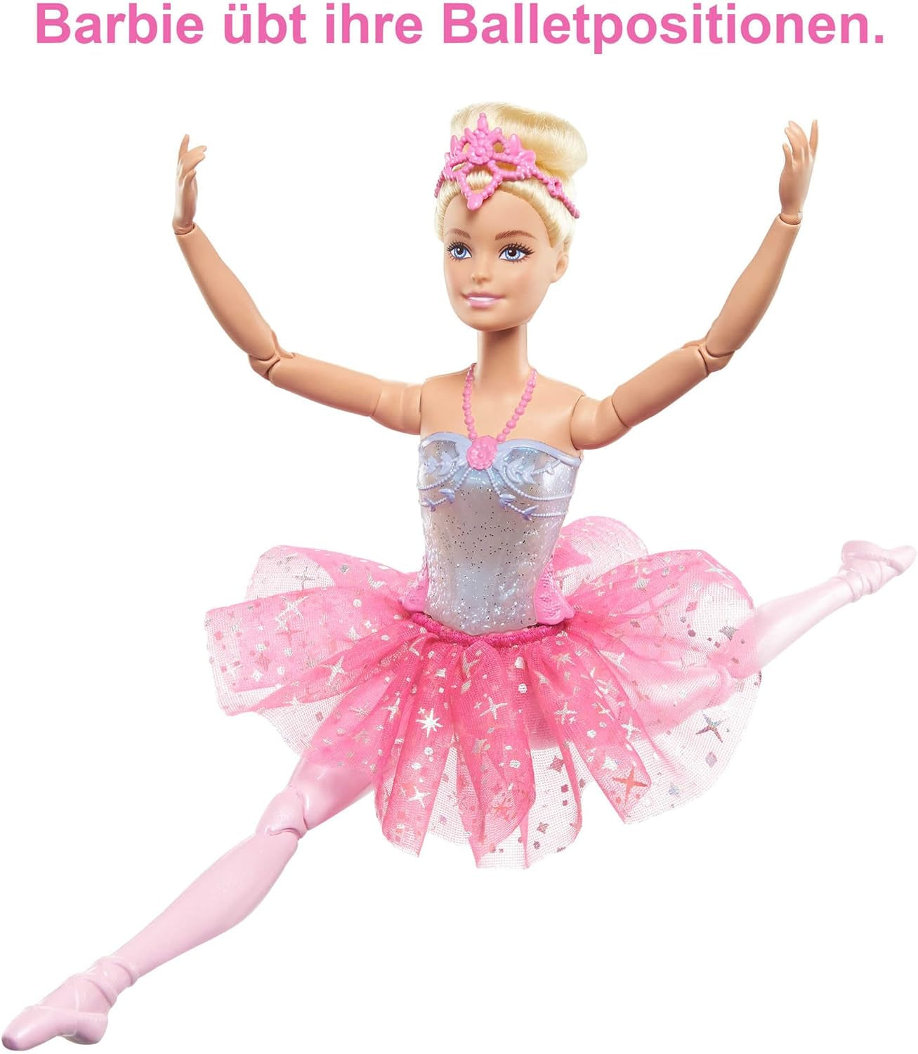 Barbie Dreamtopia Magic Ballerina Doll med ljus, rosa tutu och blont hår, 5 ljus- och ljudeffekter, positionerbar Barbie, 3+, HLC25
