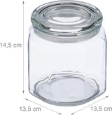 Relaxdays förvaringsburkar med lock Set med 6 glas 1,3L åttakantiga förvaringsburkar Lufttäta glasbehållare Klara matförvaringslådor Naty Shop