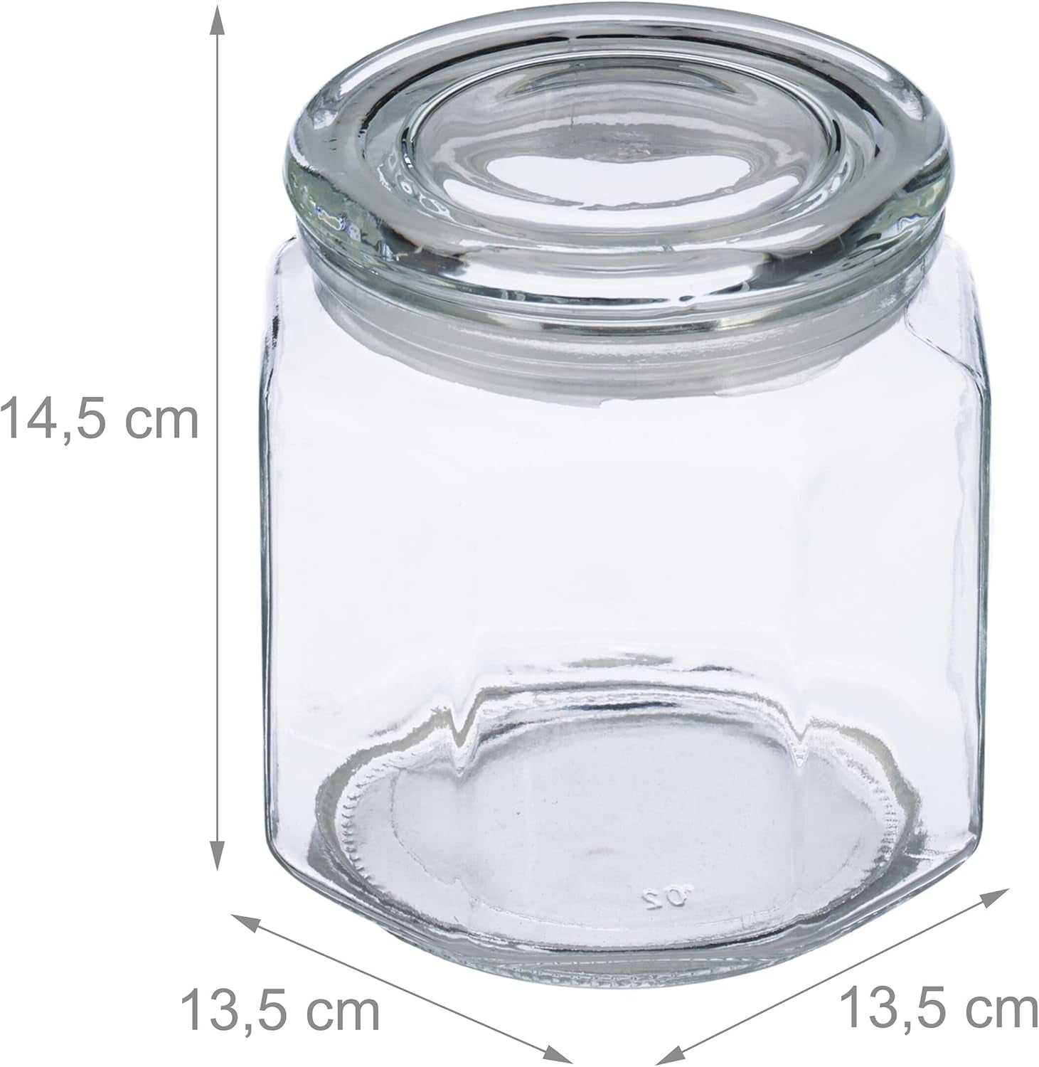 Relaxdays förvaringsburkar med lock Set med 6 glas 1,3L åttakantiga förvaringsburkar Lufttäta glasbehållare Klara matförvaringslådor Naty Shop