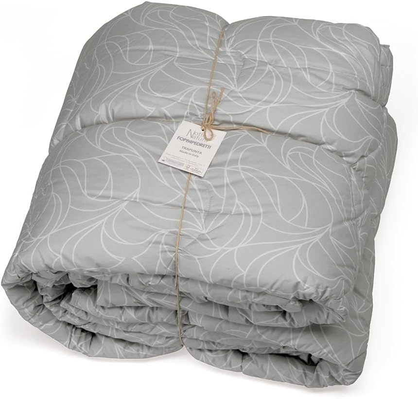 Foppapedretti Nacht&Natura täcke för dubbelsäng 2P; pearl wave, 100% bomullsöverdrag, Made in Italy Täcken och täcken Naty Shop