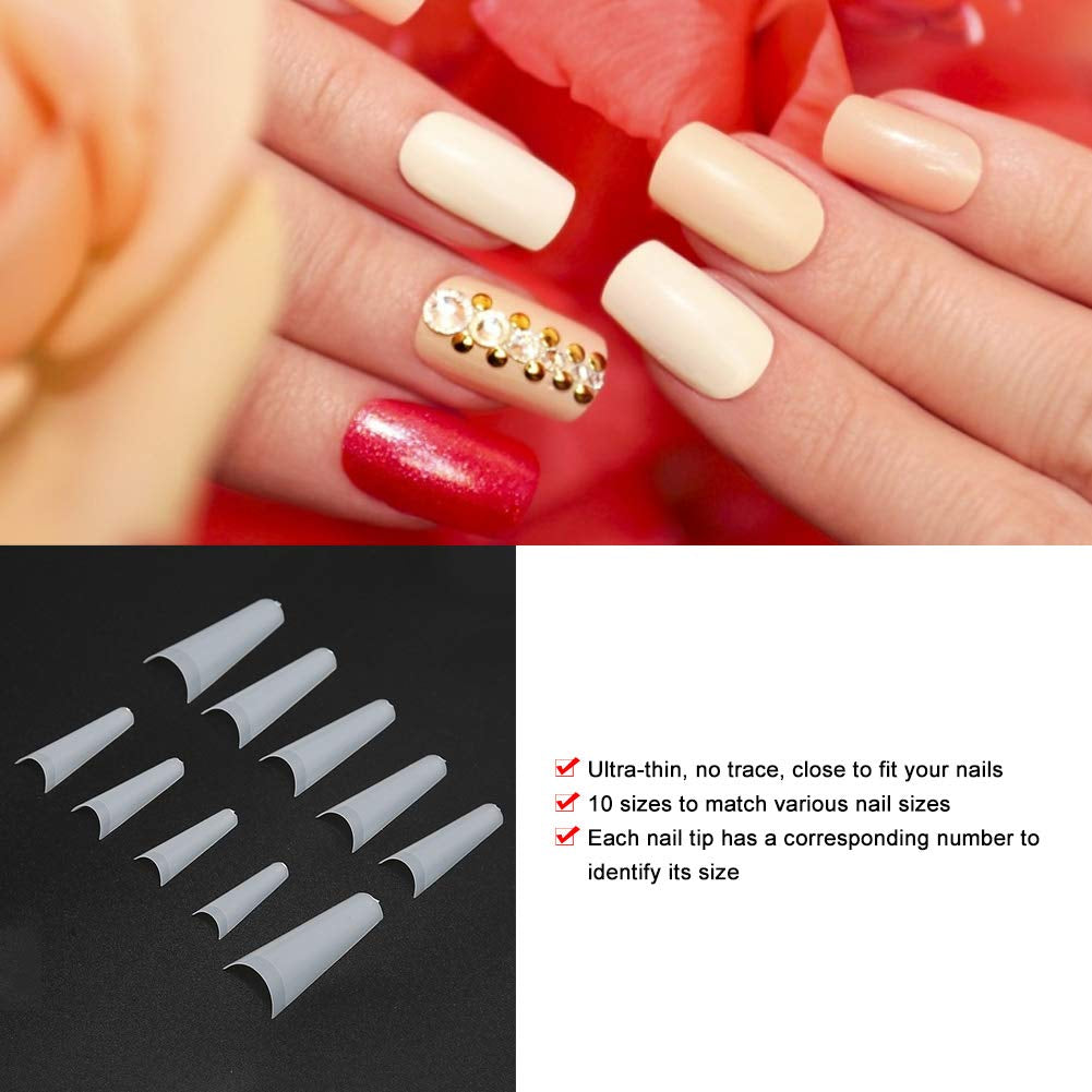 500 st lösnageltips, naturliga franska konstgjorda nageltips för manikyr, L, DIY falska naglar, oval UV-gel, nageltillbehör för kvinnor och flickor (naturlig färg)