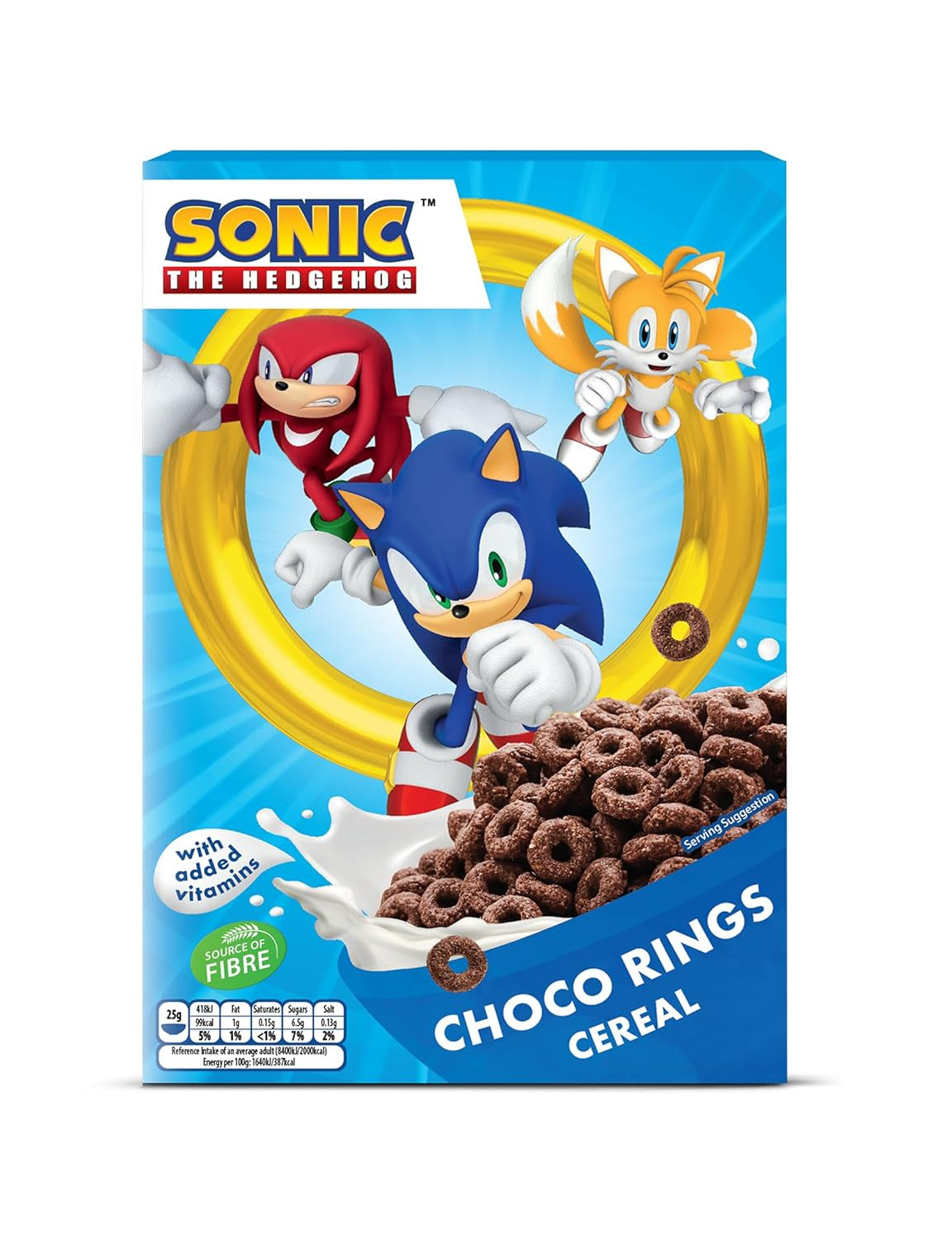 Sonic Choco Rings flingor, vete, havre och majs chokladringar för den perfekta frukosten, med tillsatta vitaminer, 1 förpackning (1 x 350g)
