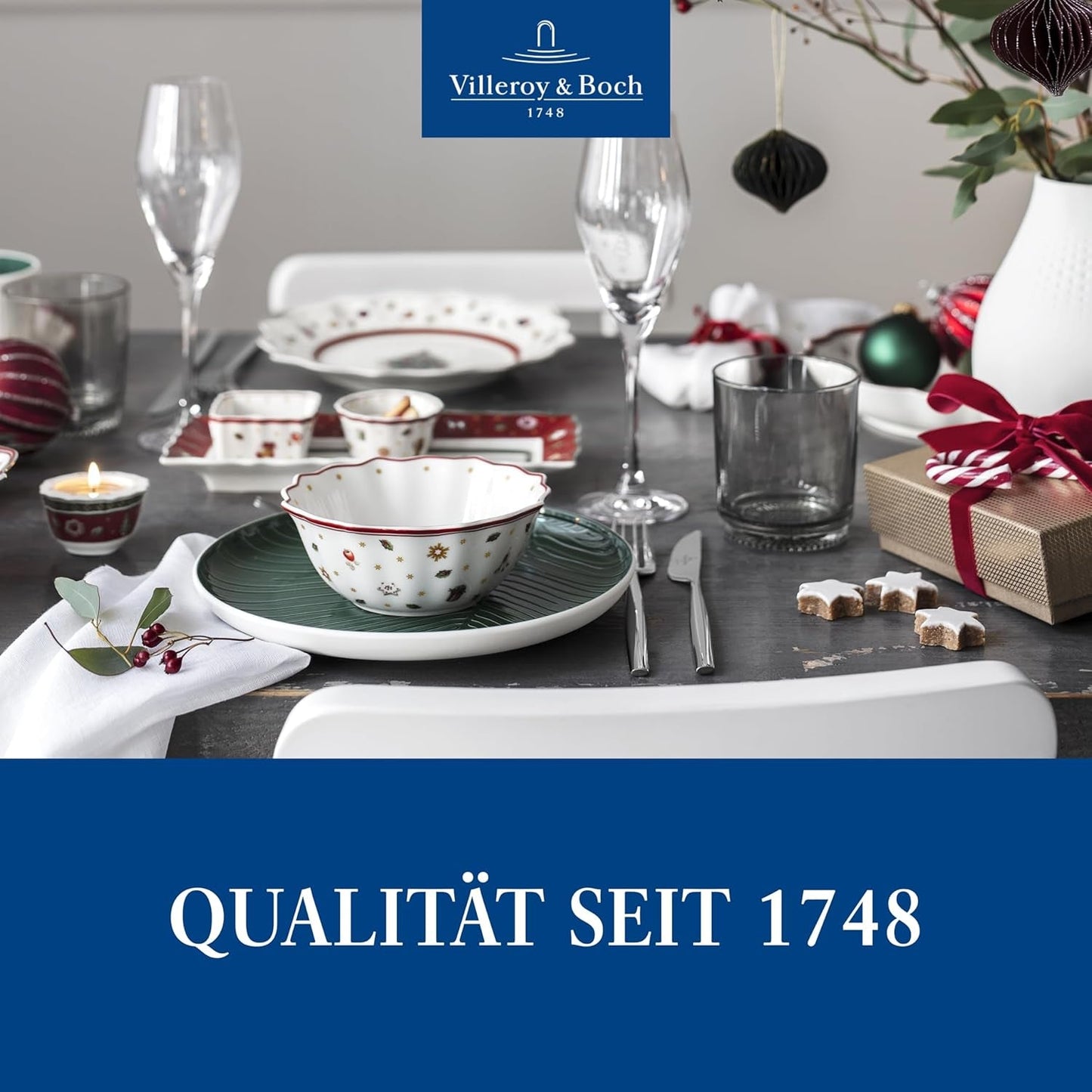 Villeroy & Boch - Toy's Delight Gravy Set, 4 delar, Serveringsfat med skålar, Christmas Gravy Bowl Set, Leksaksbordsdekoration, Serveringsbricka, Skålar, Julservis, Premium Porslin