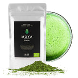 Ekologiskt grönt te Moya Matcha pulver | 100 g premiumkvalitet för ceremoni | Ekologiskt odlat och skördat i Uji, Japan | Matcha grönt tepulver | Perfekt för den japanska vattenteceremonin