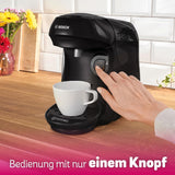 Bosch Tassimo Happy Friendly TAS102E Kapselespressomaskin, 70+ drycker, Lämplig för alla koppar, Auto-Stop, Hållbar, Perfekt Dosering, Utrymmesbesparande, 1400W, Svart