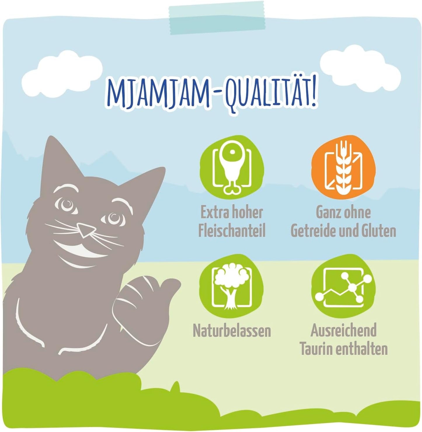 MjAMjAM - Premium våt kattmat - Raffinerad öring med saftig kyckling, förpackning om 6 (6 x 400 g), spannmålsfri