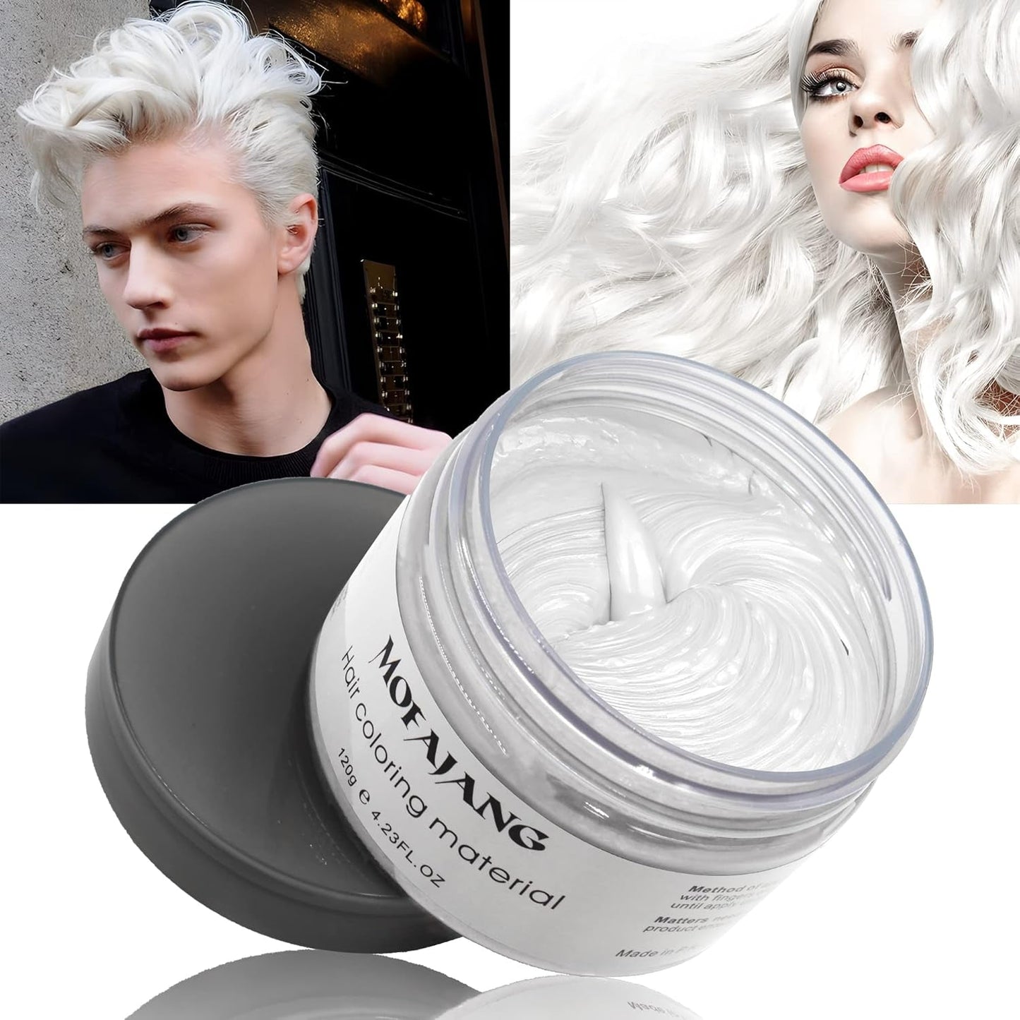 Tillfällig hårfärg, styling hårton för män kvinnor, naturlig hårpomada, hårfärgningsvax för fest, cosplay och halloween, 4,23 oz (silvergrå) Naty Shop hårfärg 1 vit