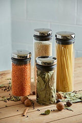 WMF Depot 1L förvaringsburk i glas, höjd 21,5 cm, förvaringsburk med lock, kaffebönbehållare, spannmålsburk, matförvaringsburk med bred påfyllningsöppning (4-pack) Matförvaringslådor Naty Shop