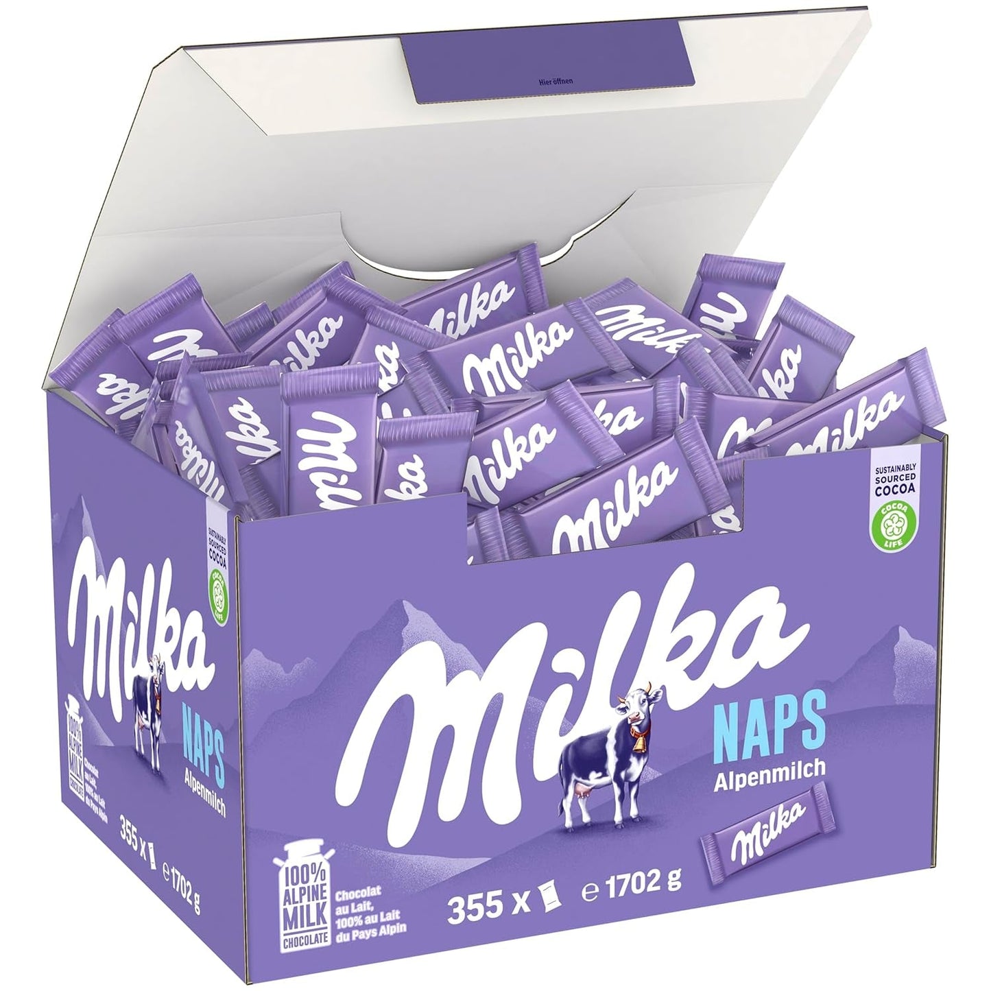 Milka Naps Alpine Milk – Mini chokladrutor från delikat alpin mjölkchoklad – 1 x 1,7 kg