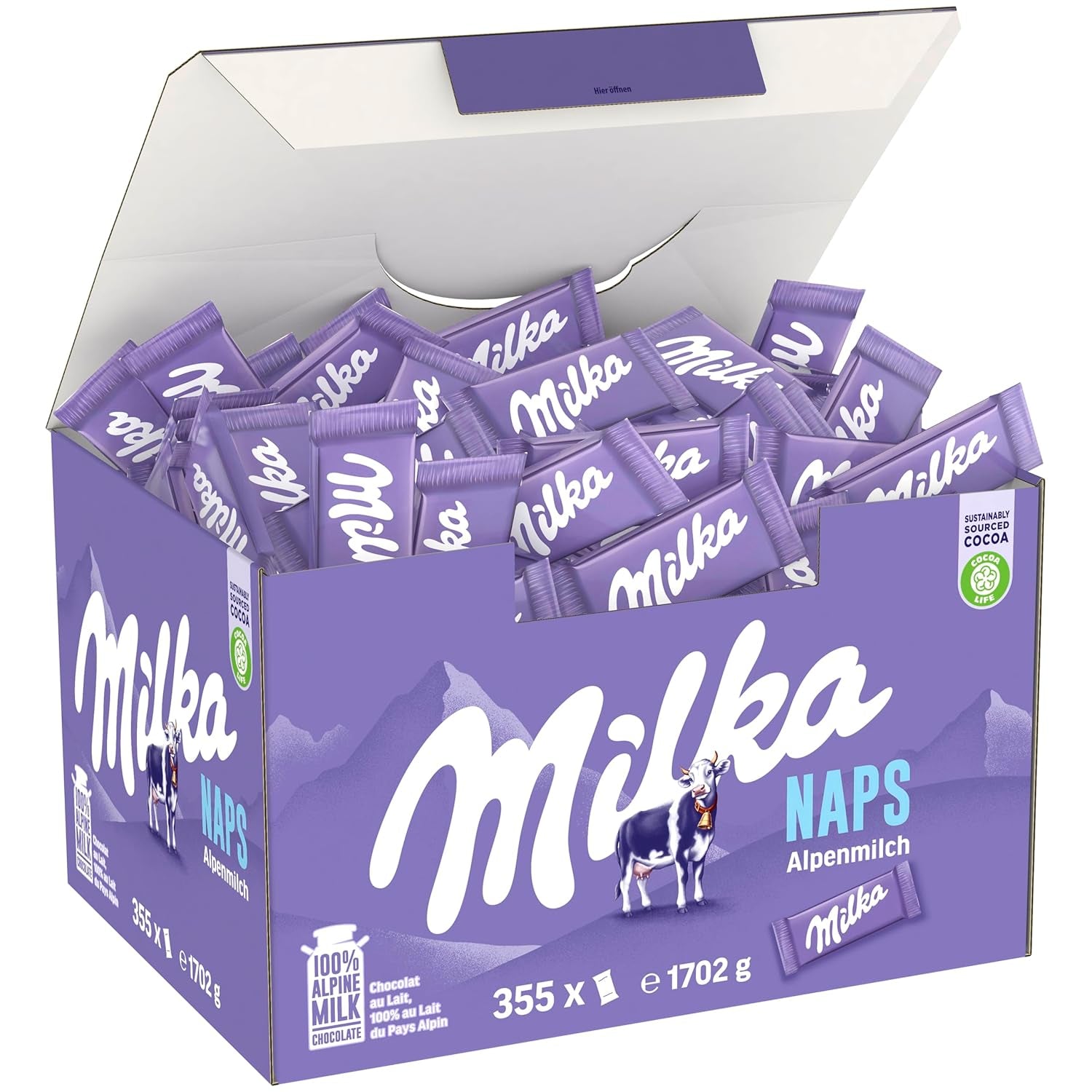 Milka Naps Alpine Milk – Mini chokladrutor från delikat alpin mjölkchoklad – 1 x 1,7 kg